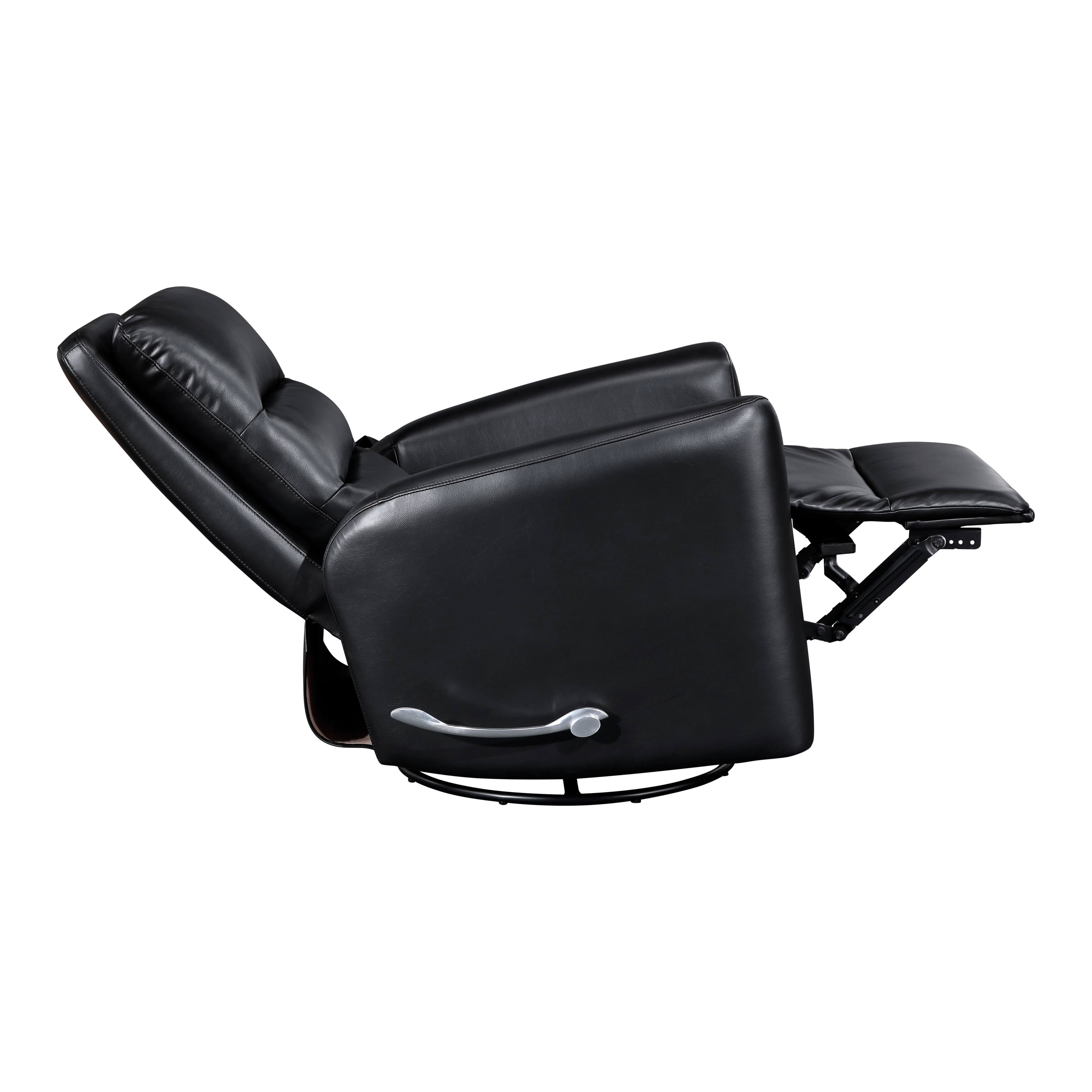 Alt View 2. TinyHomie - Glider Reclining Chair Swivel Motion Black Breathable Faux Leather Upholstery Luxury Living Room Furniture - Black.