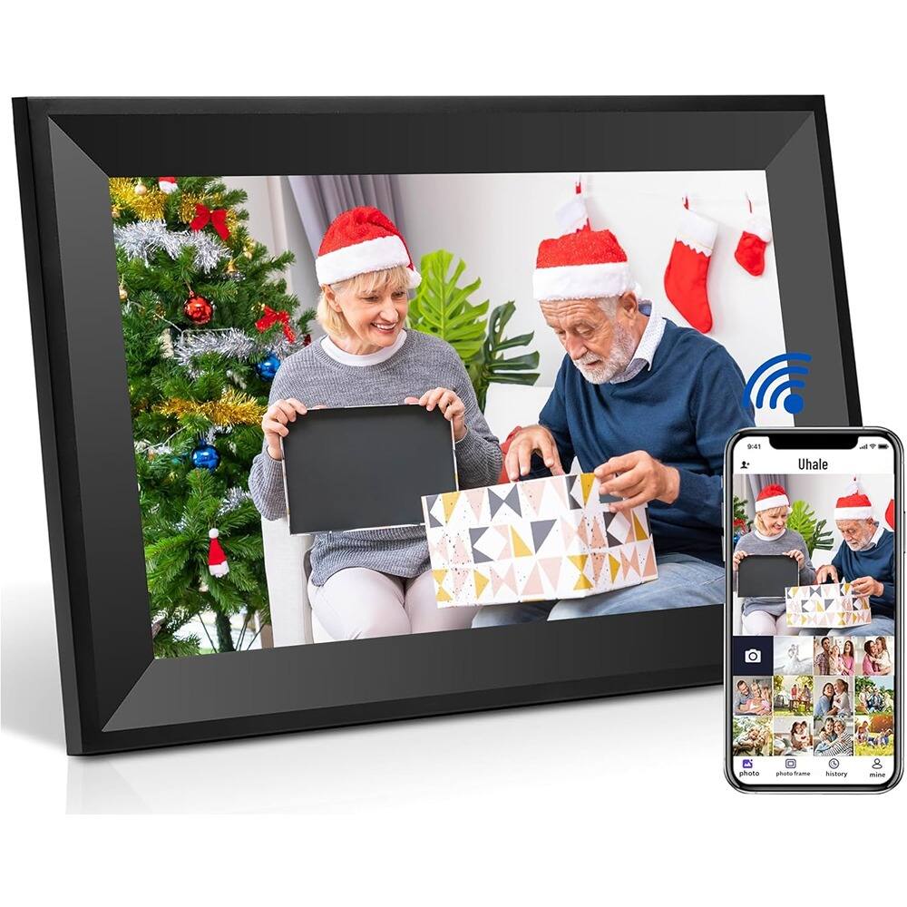 MOSZAR LLC - 10.1" WiFi Digital Photo Frame, IPS Touch Screen, Auto-Rotate, Wall Mountable, Send Photos via Uhale App