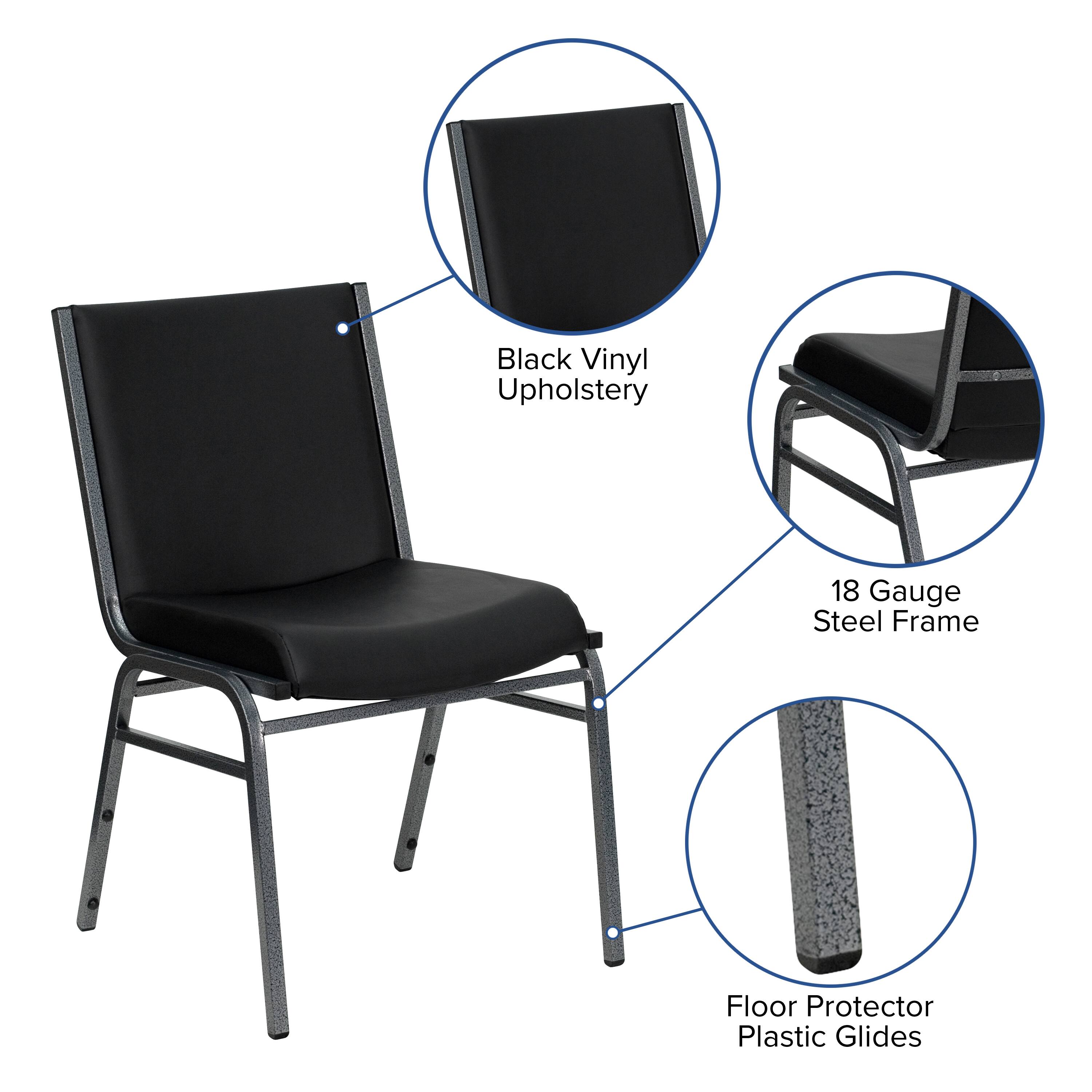 Black Vinyl Upholstery  
18 Gauge Steel Frame  
Floor Protector Plastic Glides