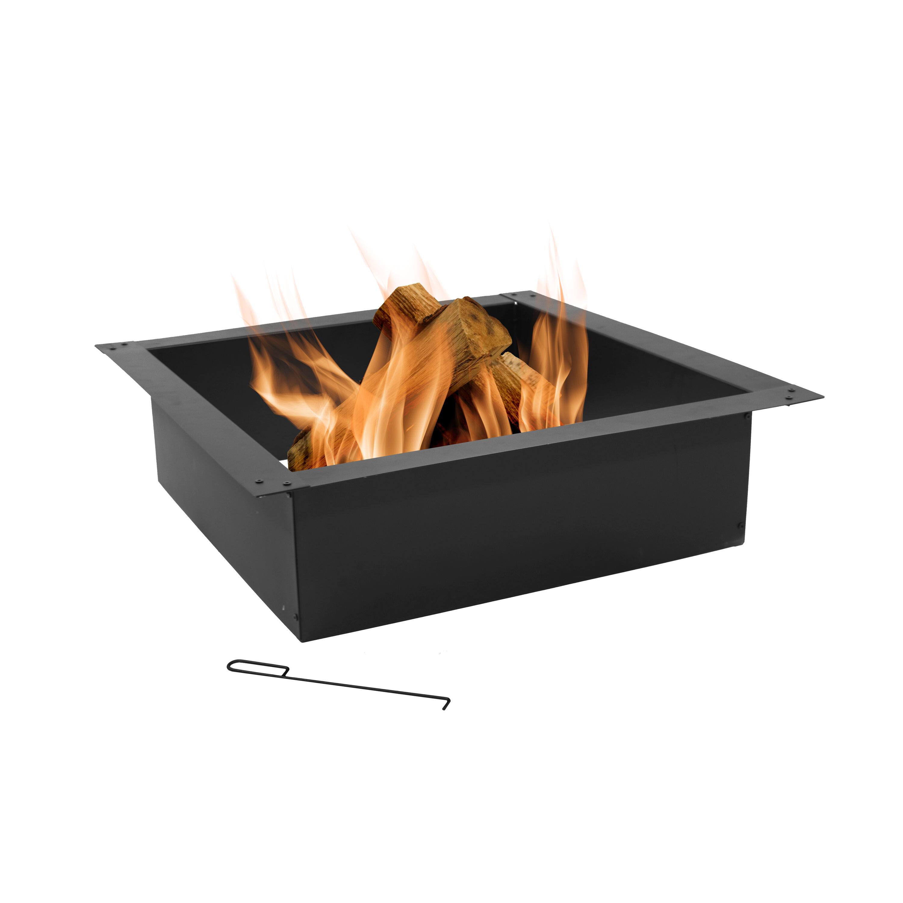 Alt View 4. Sunnydaze - 30 in Heavy-Duty Steel Above/In-Ground Square Fire Pit Rim Liner - Black.
