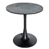 Front. LeisureMod - Bristol 27" Round MDF/Sintered Stone Dining Table - Modern Scratch-Resistant Pedestal Kitchen Table - MDF - Black.