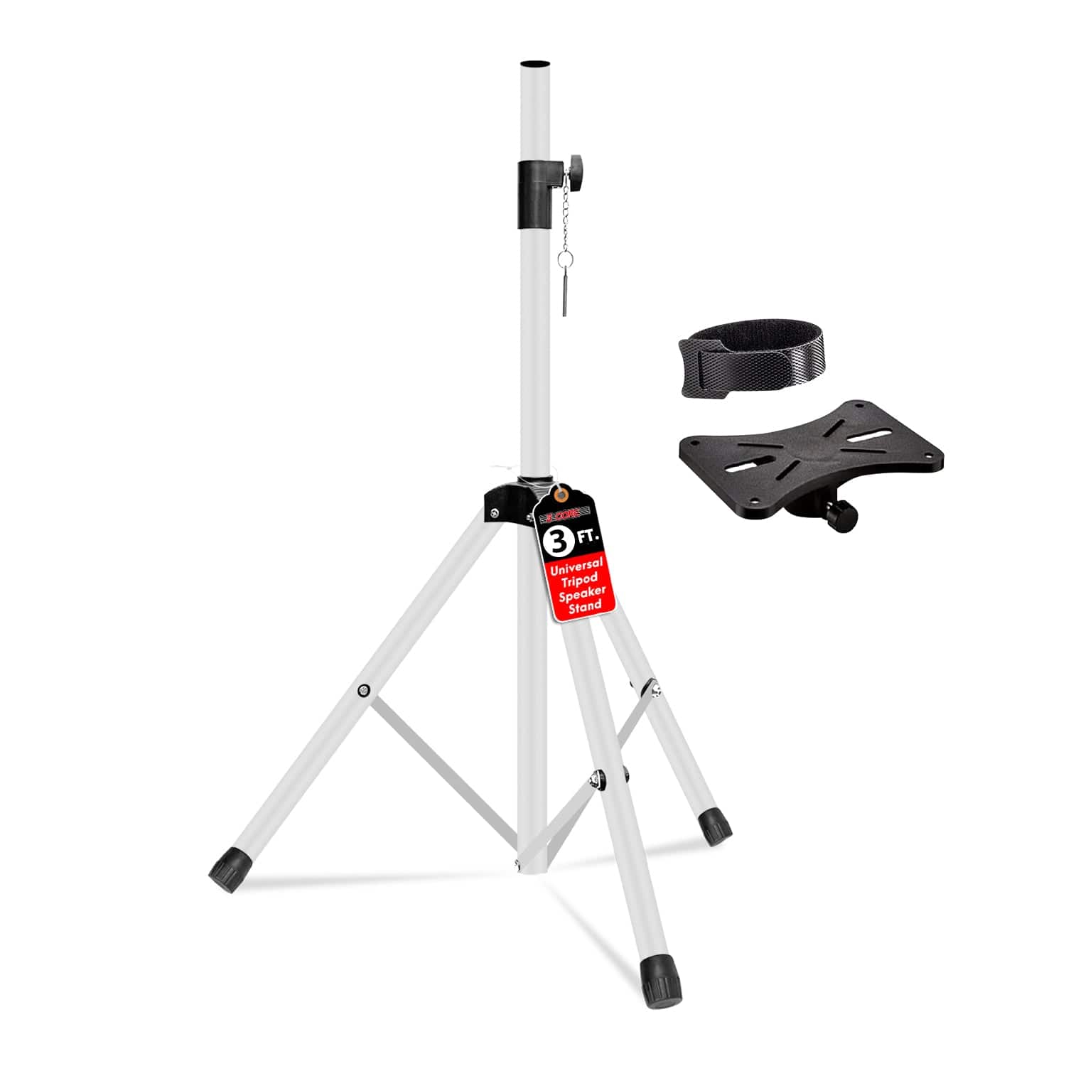 5 CORE - Speaker Stand Adjustable 31 to 36" PA DJ Tripod Stands Heavy Duty w 35mm Insert 132 Lbs - White