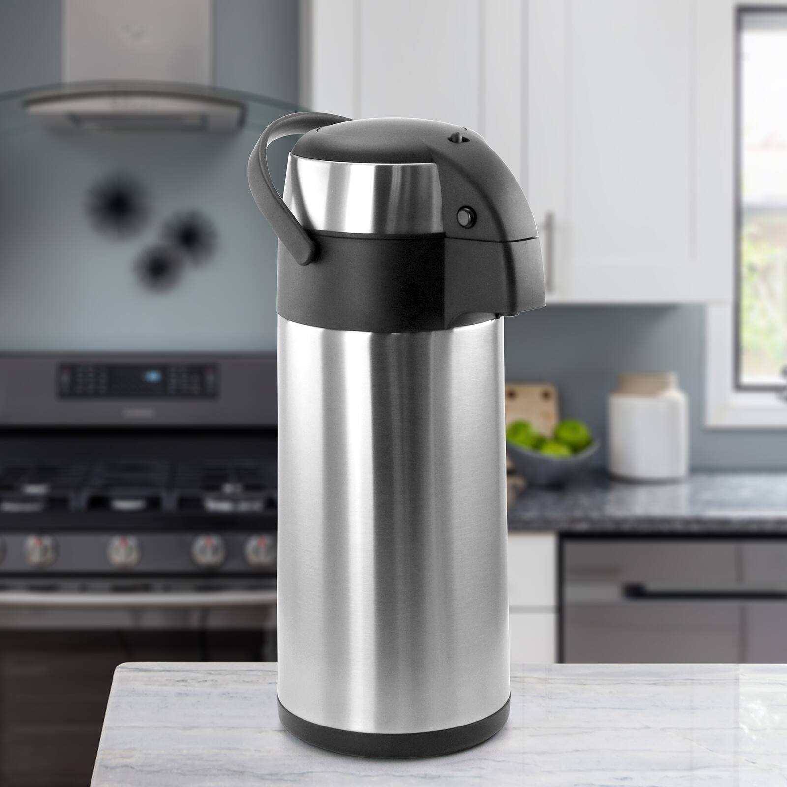 Alt View 4. MegaChef - MegaChef 5.3 Quart Stainless Steel Airpot Hot Water Dispenser for Coffee and Tea - Silver and Black.