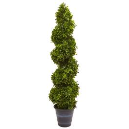 BreeBe - 4’ Boxwood Spiral Topiary Tree UV Resistant (Indoor/Outdoor) - Multicolor