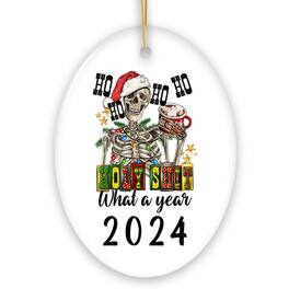 OrnamentallyYou - Ho Ho Ho Holy Sht What a Year Christmas Ornament Funny Festive Skeleton - Multi-colored