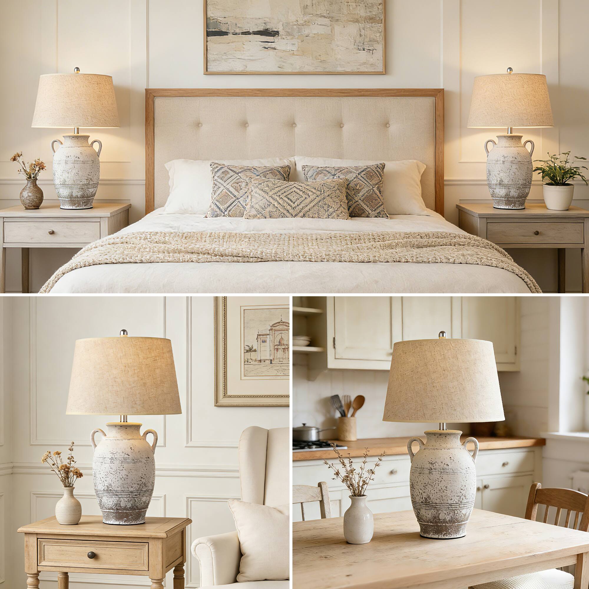 Alt View 1. partphoner - Rustic White Ceramic Table Lamp - Rustic White.