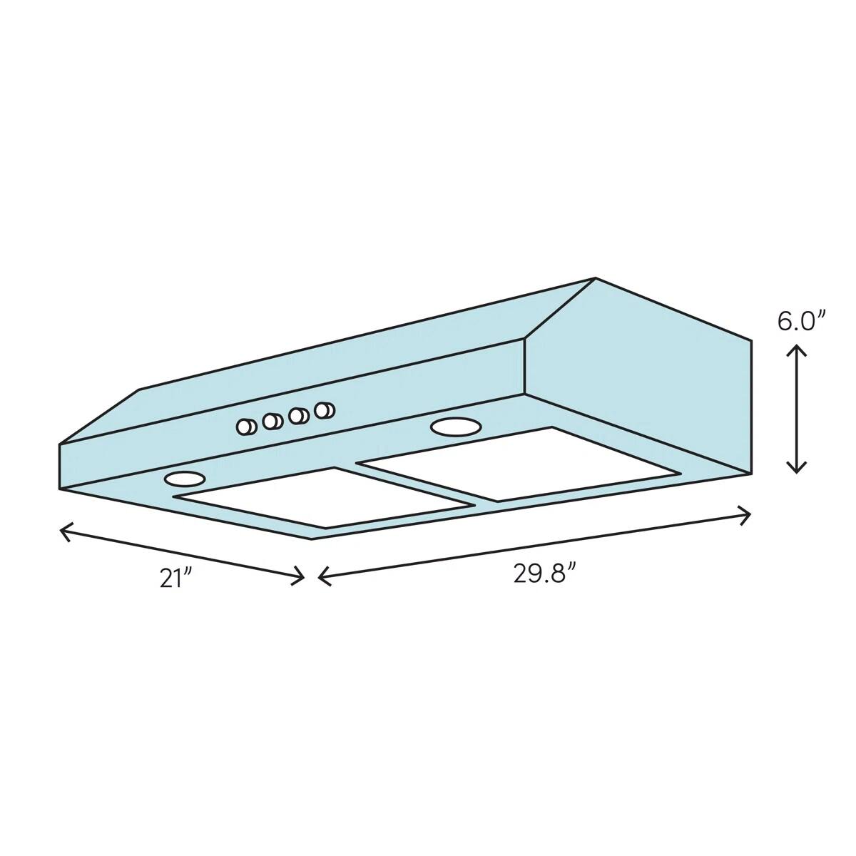The text on the image is:

- 6.0"
- 21"
- 29.8"