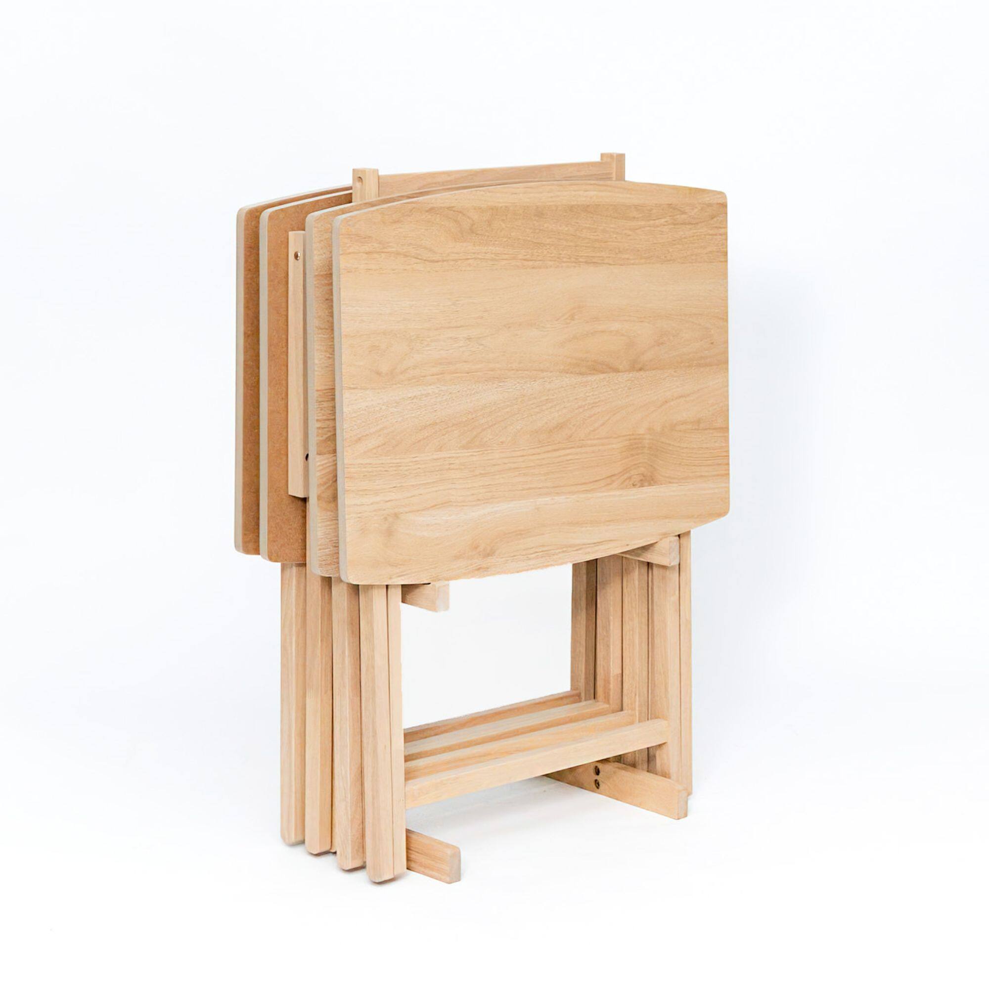 Alt View 7. PJ Wood - PJ Wood 5 Pack XL Oversize Tray Table for Living Room or Kitchen, Natural Wood - Natural.