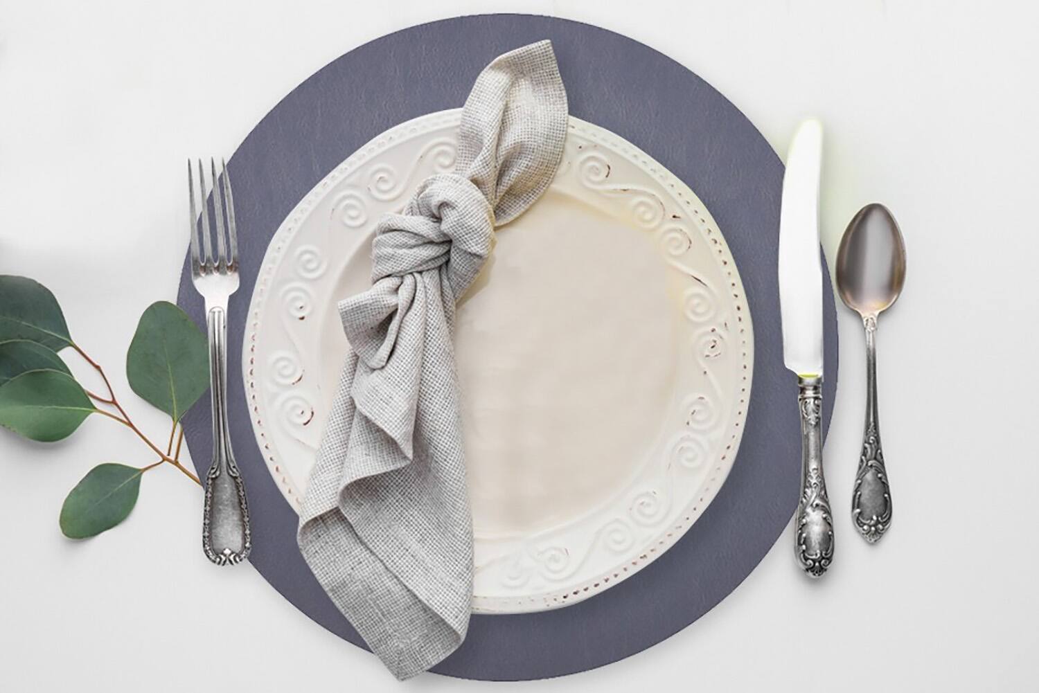 Alt View 1. Frieling - Davanti by  Mattola Placemats Set of 6, Round - Stone Marine.