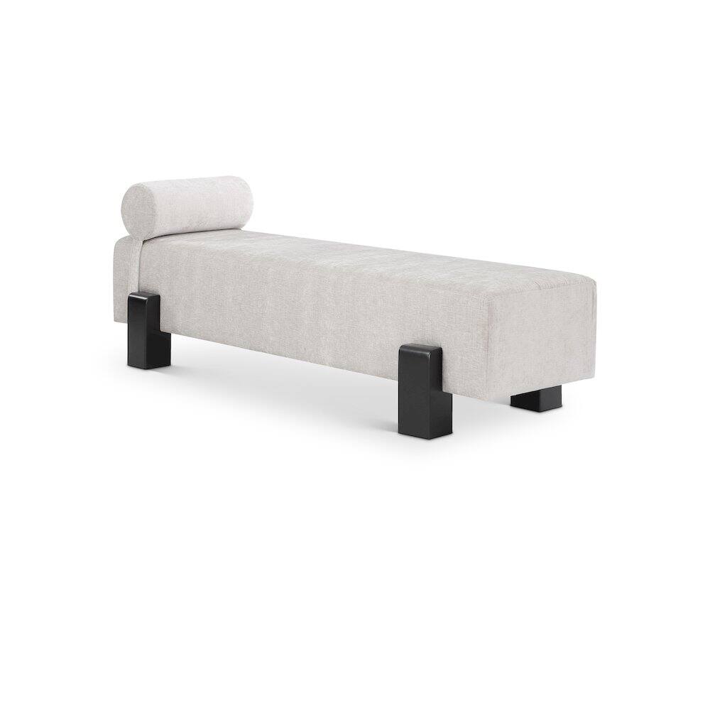 Front. Meridian Furniture - Edison Light Grey Chenille Fabric Bench - Grey.