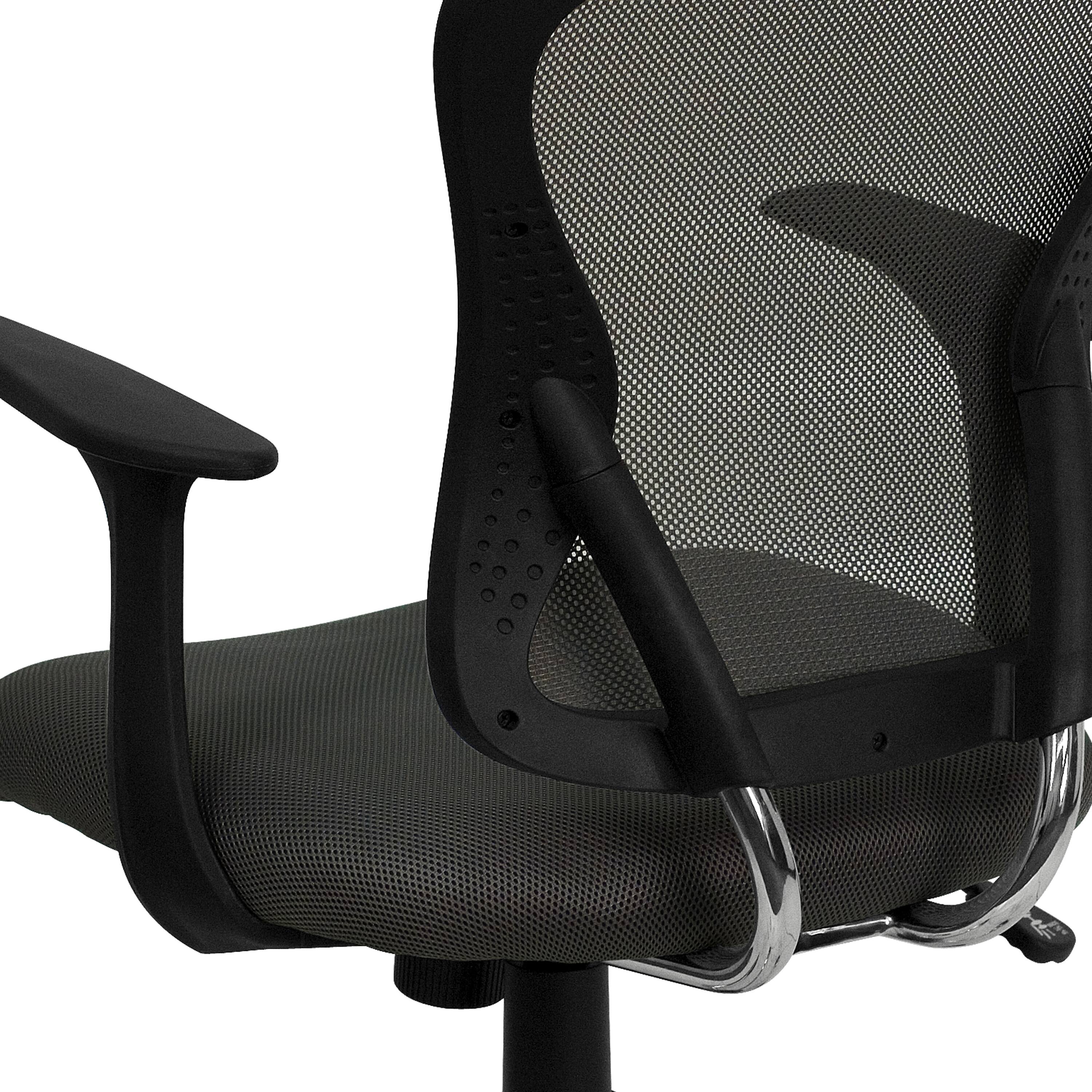 Alt View 8. Emma + Oliver - Mid-Back Mesh Swivel Task Office Chair with Chrome Base and Arms - Dark Gray.