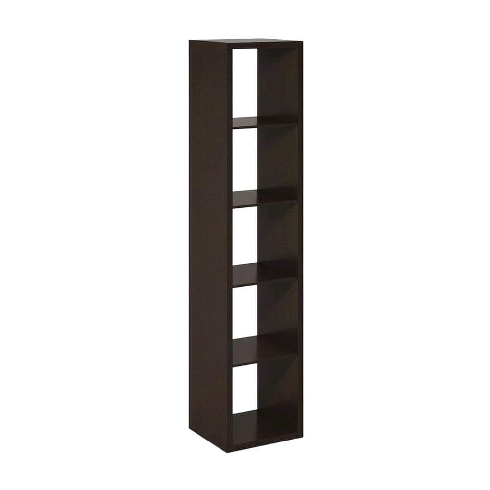 FurniFact - Wooden bookcase with modern design for living room storage - Dark Oak
