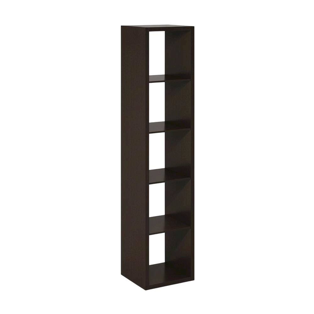 Front. FurniFact - Wooden bookcase with modern design for living room storage - Dark Oak.