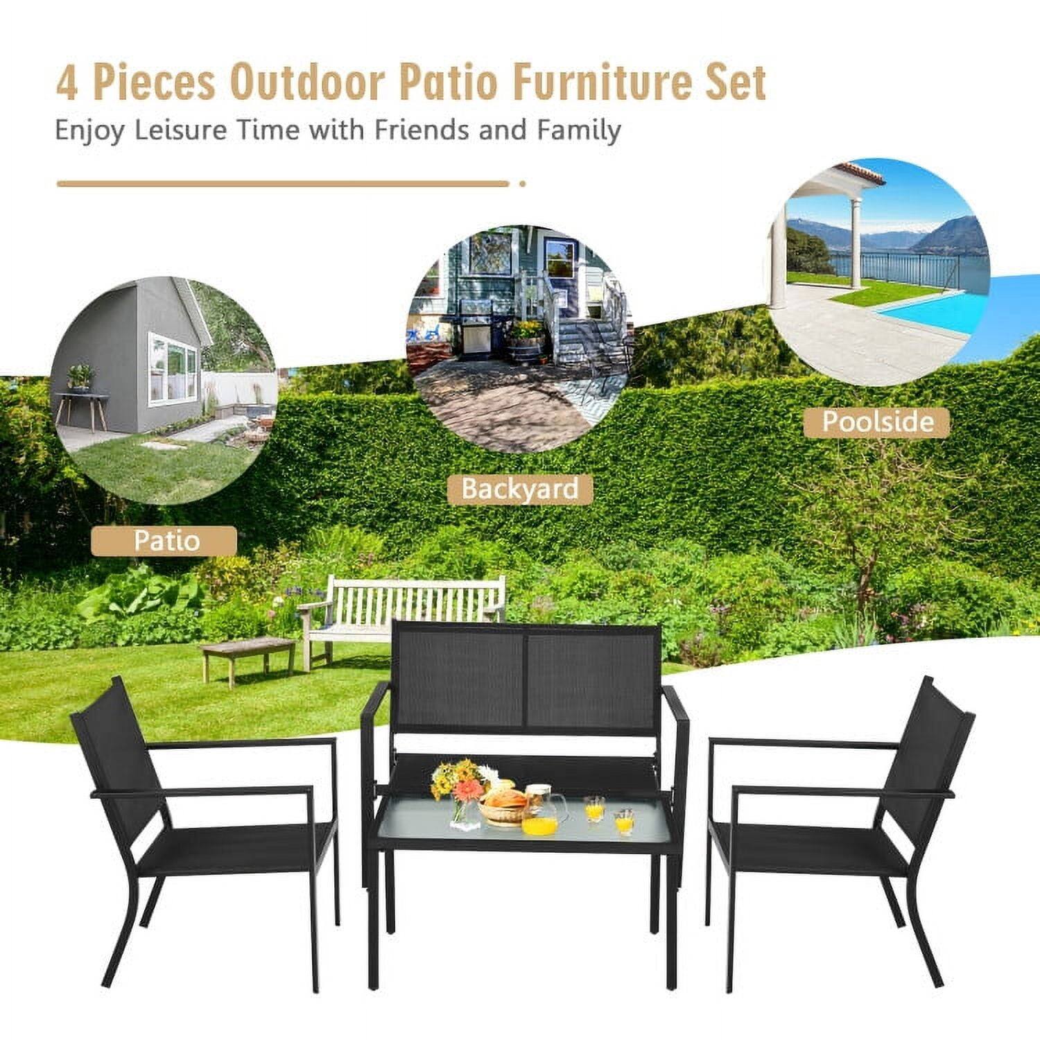 4 Pieces Outdoor Patio Furniture Set  
Enjoy Leisure Time with Friends and Family  

- Patio  
- Backyard  
- Poolsid