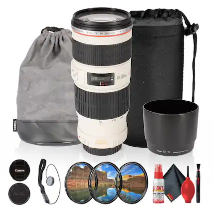 SN% ZOOM 1:4 1 LENS EF 70-200mm O 6 TE i . 510- 5 10 L DO 100 m 1E 70-200m Canon 70 I 1SS TOD PRACE STARILIZER AS - ET-74 74 - - FANO - Canon GA I AVE TRONICS Is 4 CLEANE - - - - : - -