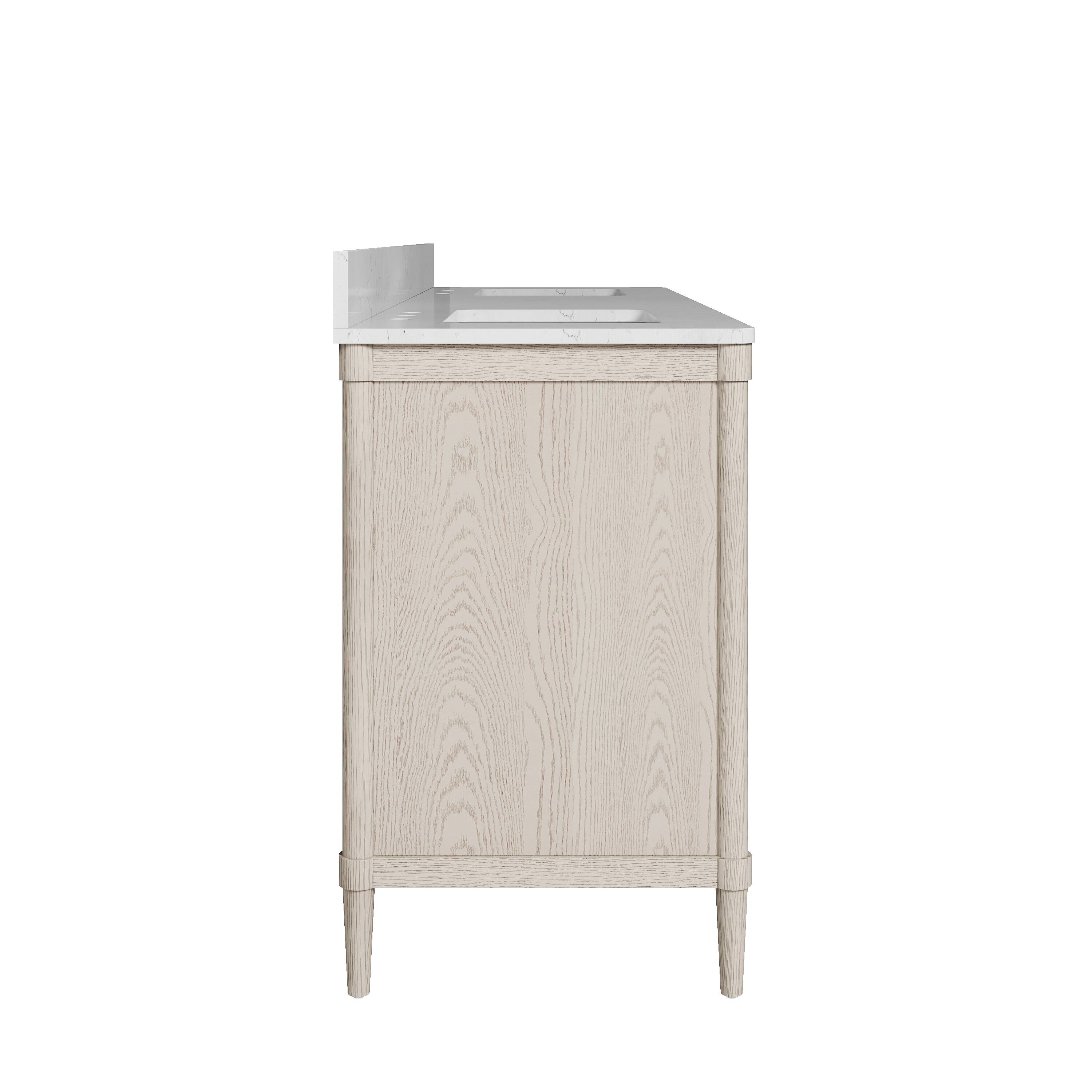 Alt View 10. WELLFOR - ETHAN 72 in. Solid Wood Bath Vanity with Quartz Top, Double Sink, Soft Close, Assembled - OAK.