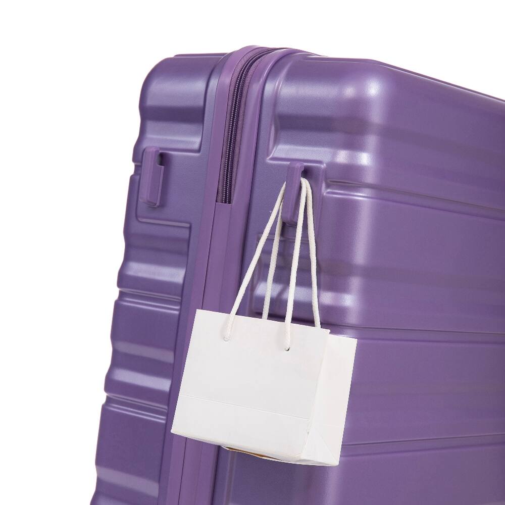 Angle. Ropilly - Ropilly 3 Piece Luggage Set Purple Hard Shell Suitcase ABS Spinner - Purple.