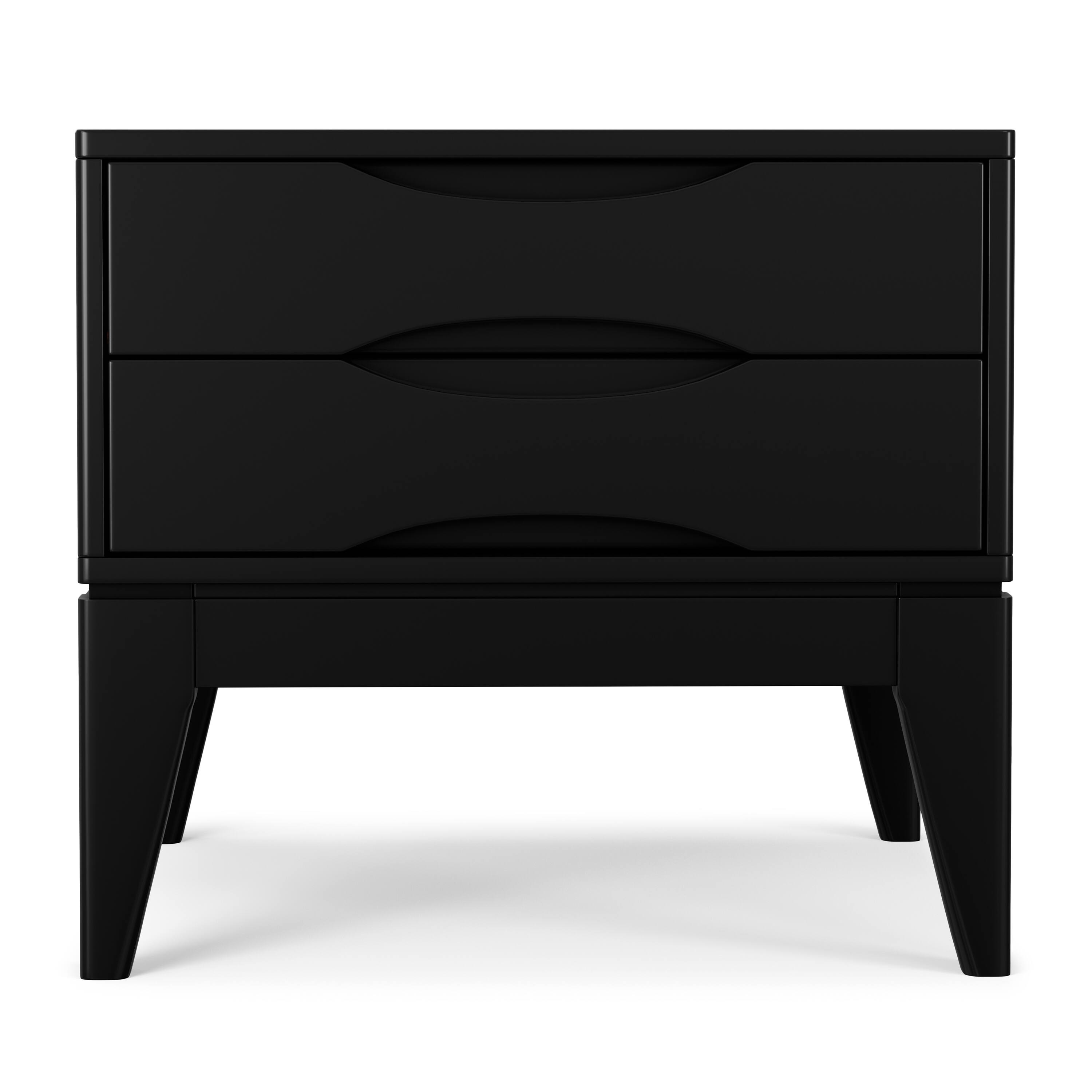 Left. Simpli Home - Harper 22 inch Wide Solid Wood Mid Century Modern End Table in Black - Black.