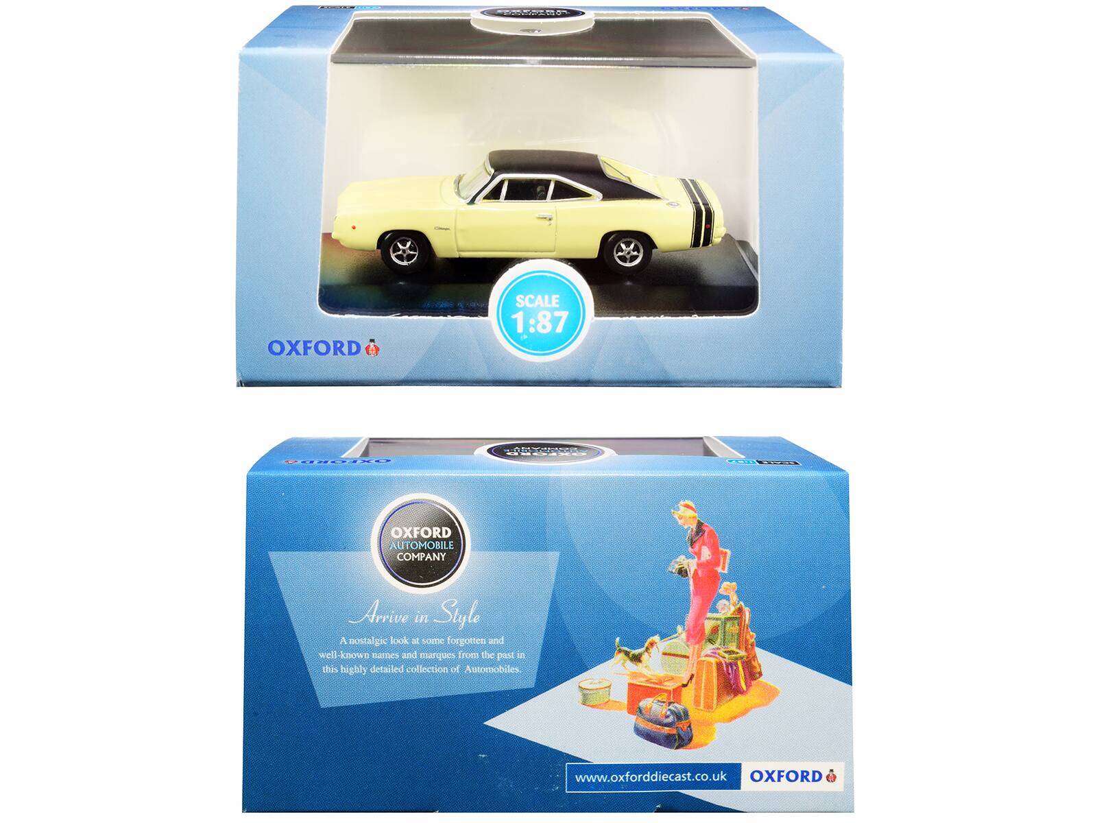 Sure, here is the corrected and grouped text from the image:

---

**OXFORD AUTOMOBILE COMPANY**

**Arrive in Style**

A nostalgic look at some forgotten and well-known names and marques from the past in this highly detailed collection of Automobiles.

**SCALE 1:87**

**www.oxforddiecast.co.uk**

---

**OXFORD AUTOMOBILE COMPANY**

**Arrive in Style**

A nostalgic look at some forgotten and well-known names and marques from the past in this highly detailed collection of Automobiles.

**www.oxforddiecast.co.uk**

---

**OXFORD**