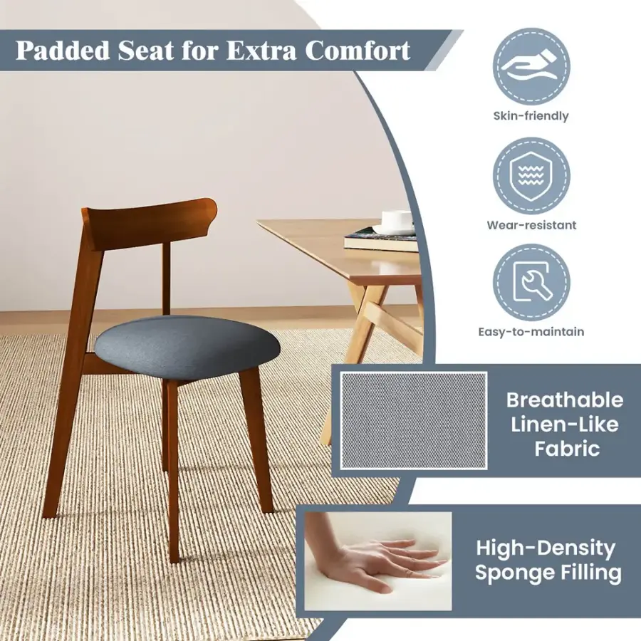 Padded Seat for Extra Comfort: Skin-friendly, Wear-resistant, Easy-to-maintain, Breathable Linen-Like Fabric, High-Density Sponge Filling.