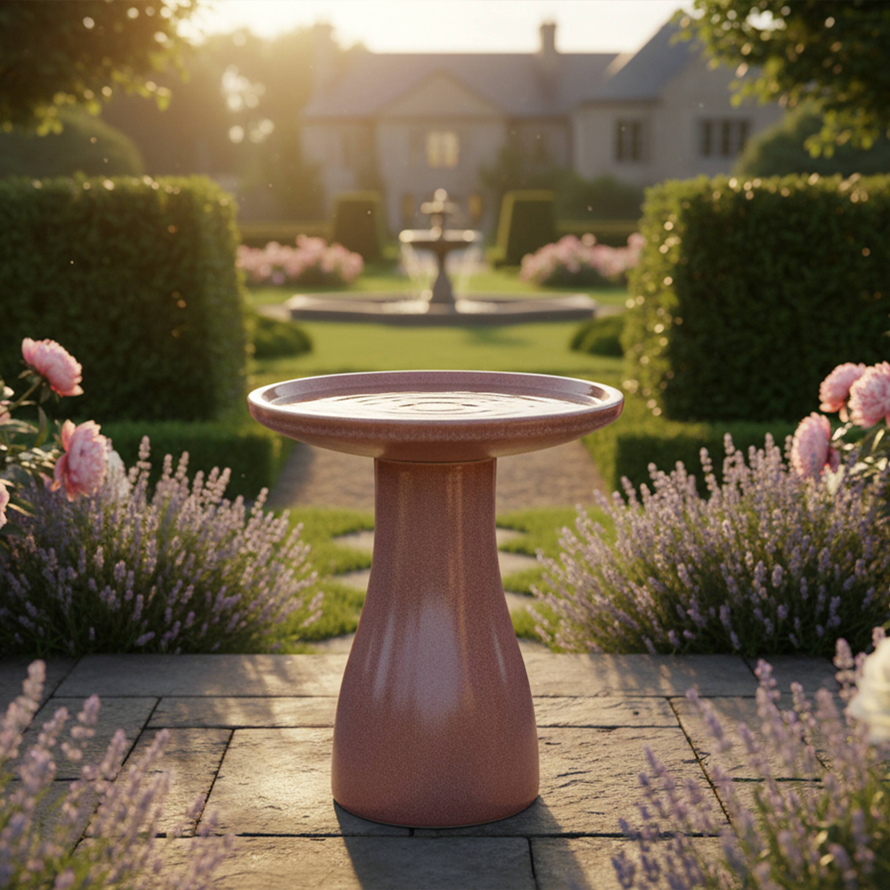 Alt View 5. Sunnydaze - Duo-Tone Outdoor High-Fired Ceramic Glazed Bird Bath - Lava.