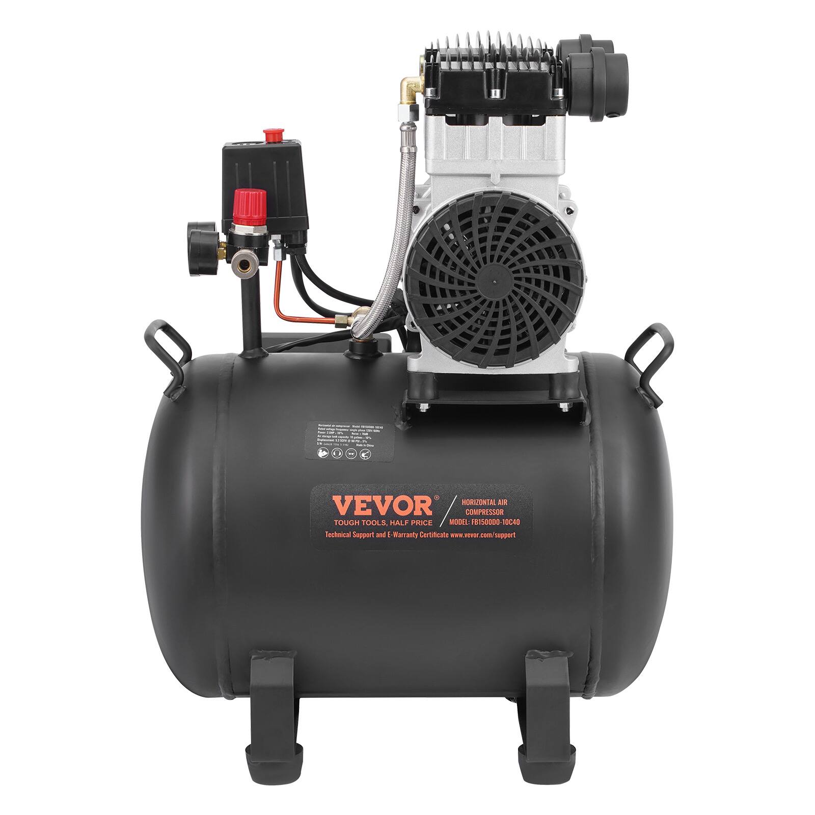 LA  
- 0%  
2  
KA  
HORIZONTAL AIR VEVOR COMPRESSOR TOUGH TOOLS, HALF PRICE  
MODEL: FB150000-10C40  
Technical Support and E-Warranty Certificate  
www.vevor.com/support