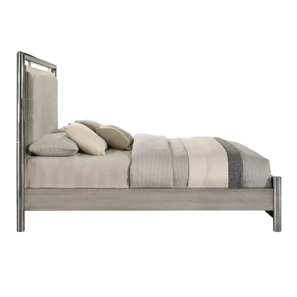 Back. New Classic Furniture - Lennox Wood Size Panel Bed in Gray - Gray.
