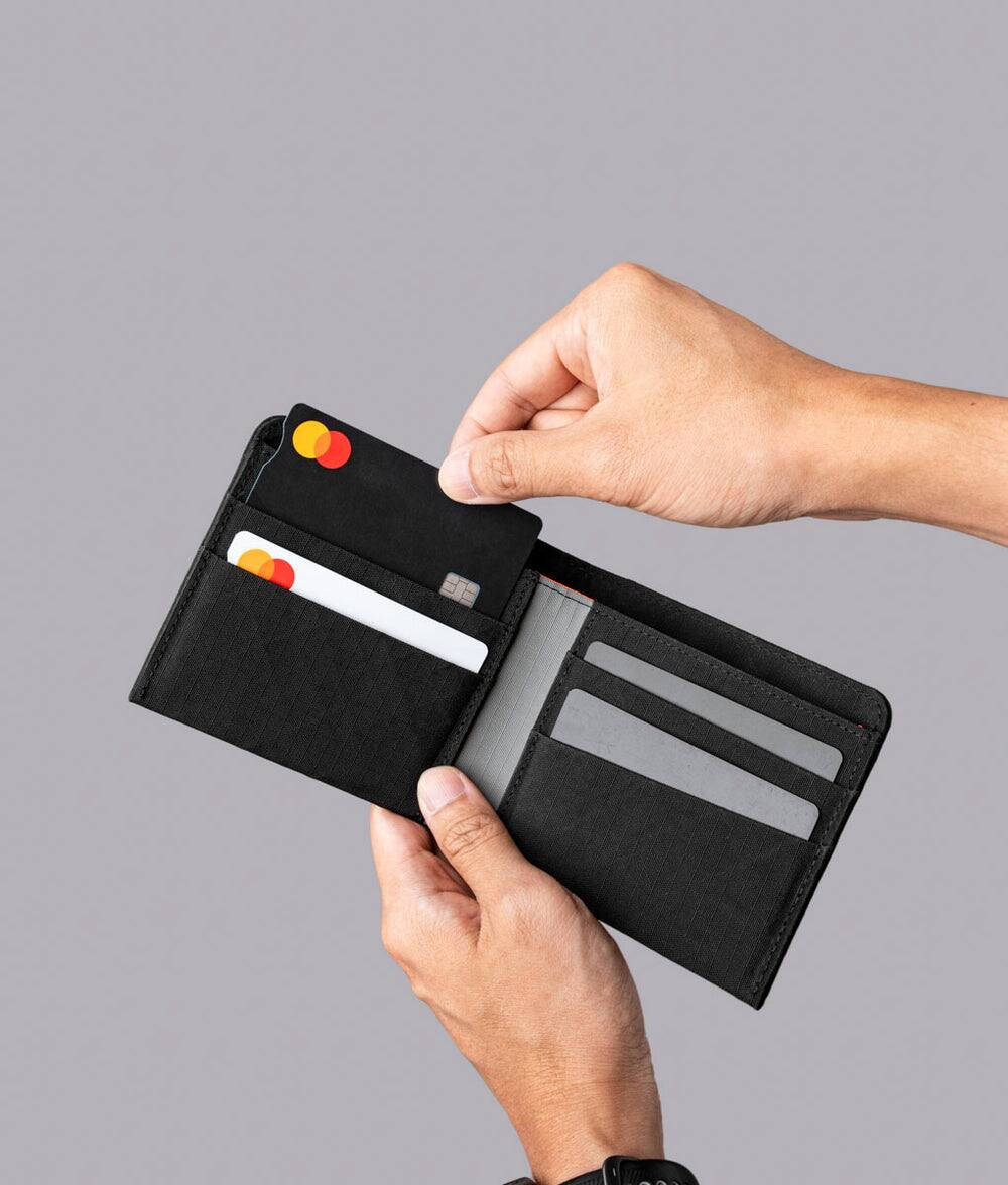 Back. ALPAKA - ARK Classic Wallet,Bifold Wallet with Magnetic Closure, RFID Protection, Global Bill Fit,Gift-Ready Box - Black Axogrid 210D.