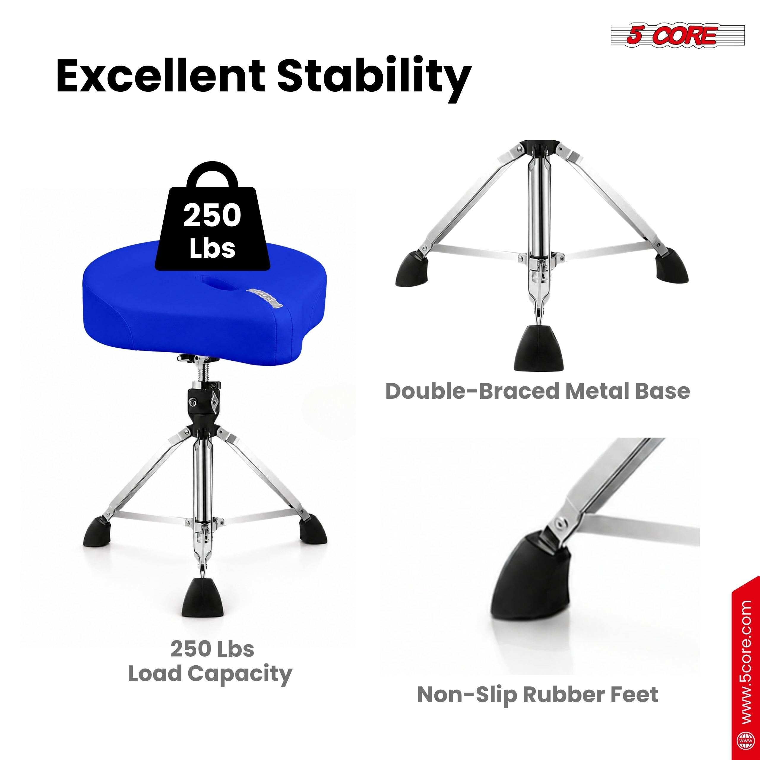 Excellent Stability  
5 CORE  
250 Lbs Double-Braced Metal Base  
250 Lbs Load Capacity  
Non-Slip Rubber Feet  
www.5core.com