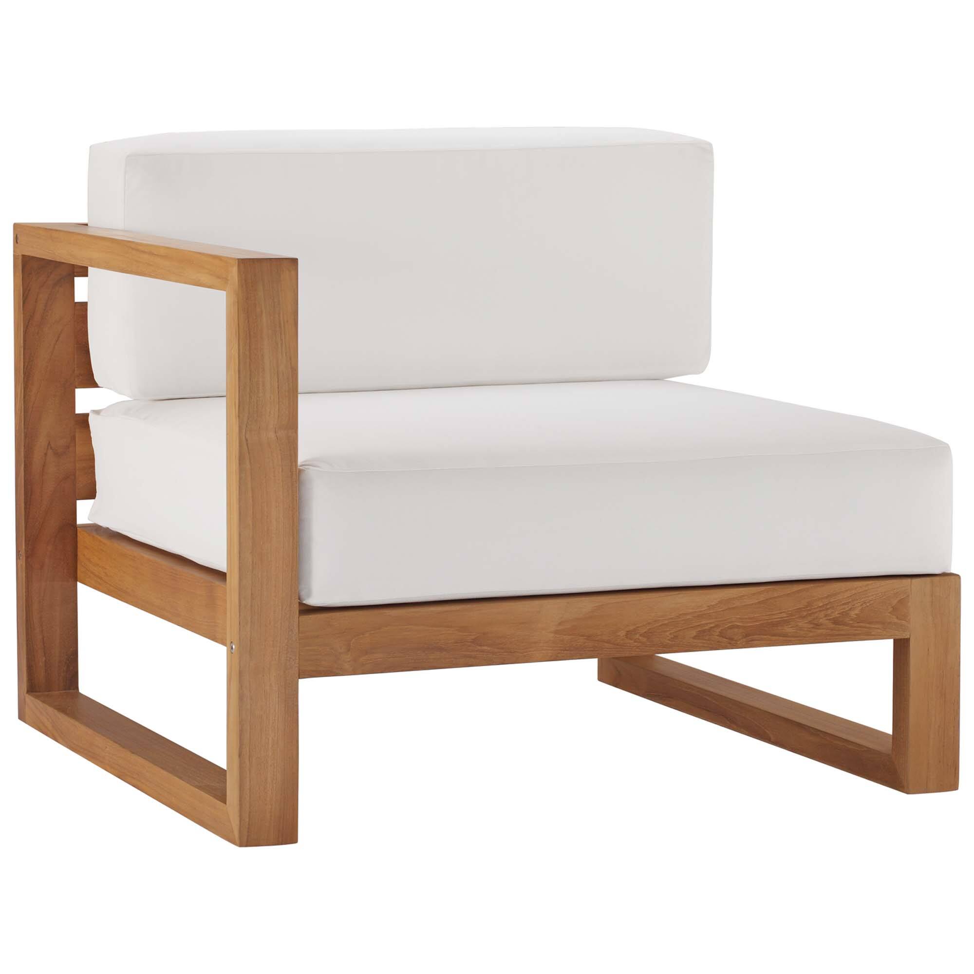 Angle. Modway - Upland Outdoor Patio Teak Wood Left-Arm Chair by Modway - Natural White.