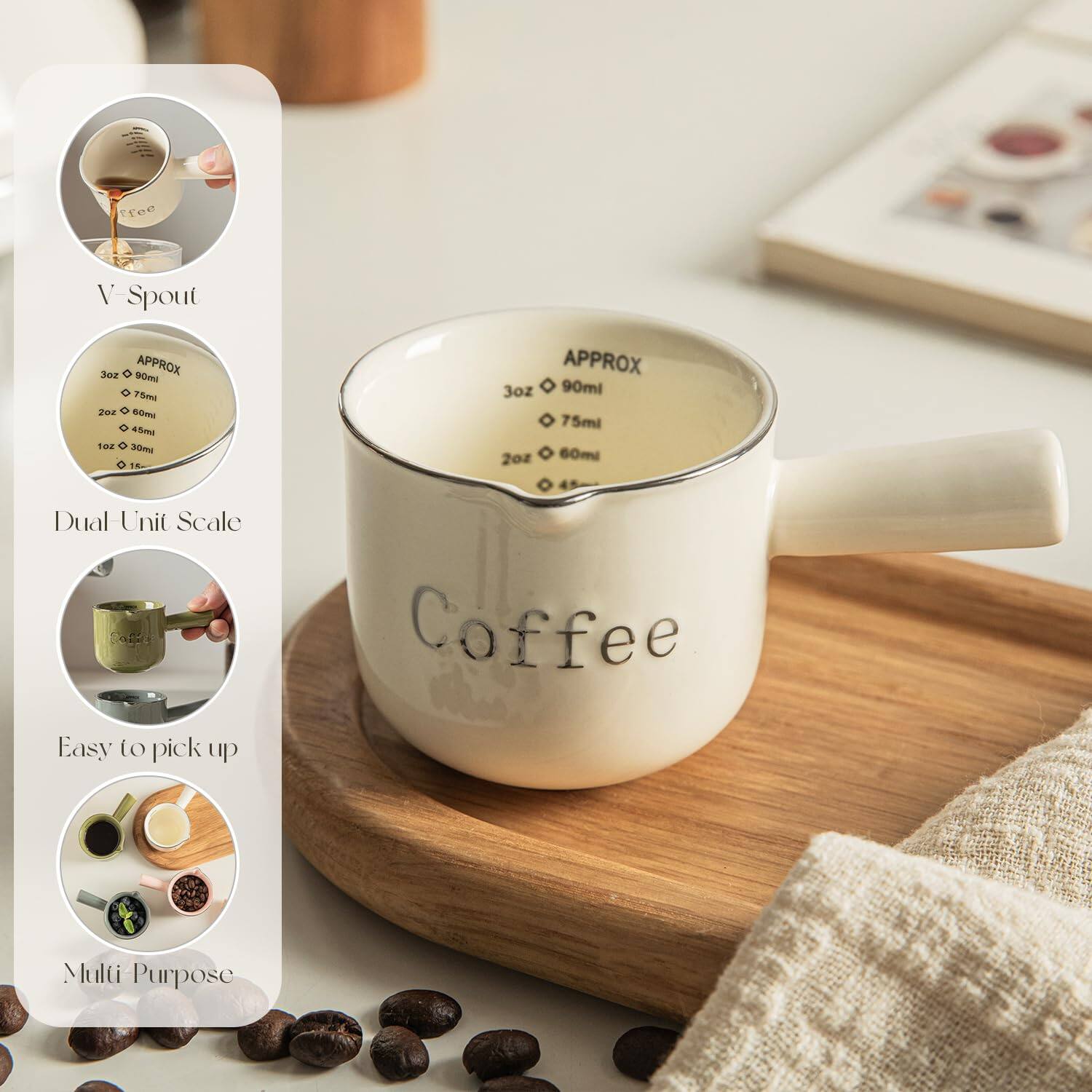 Dapper Styles Espresso Cups Ceramic Measuring Cup With Handle Shot V ...