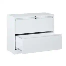Mirfee - 2-Drawer Lateral File Cabinet with Lock, for Legal/Letter/A4/F4 Files - White