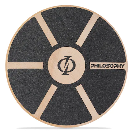 Front. Philosophy Gym - Wobble Board - Round Wooden Balance Board - Exercise Balance Trainer - Black.