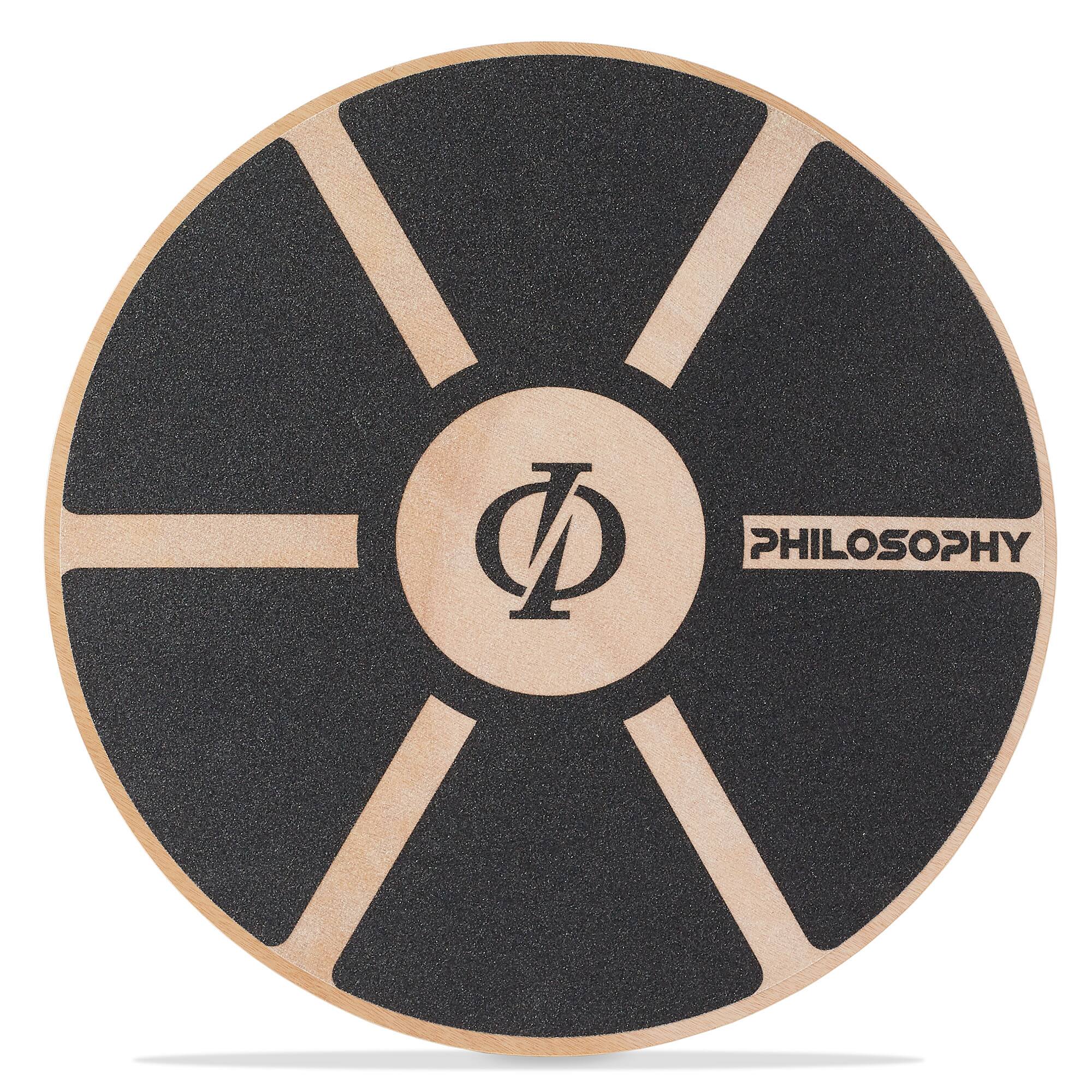 Front. Philosophy Gym - Wobble Board - Round Wooden Balance Board - Exercise Balance Trainer - Black.