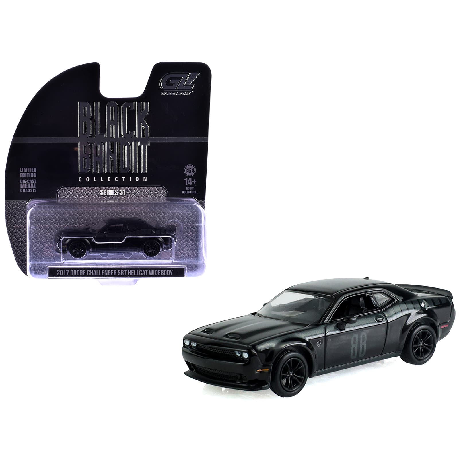"2017 Dodge Challenger SRT Hellcat Widebody Black ""Black Bandit"" Series 31 1/64 Diecast Model Car by Greenlight" price history on PriceWatchPro