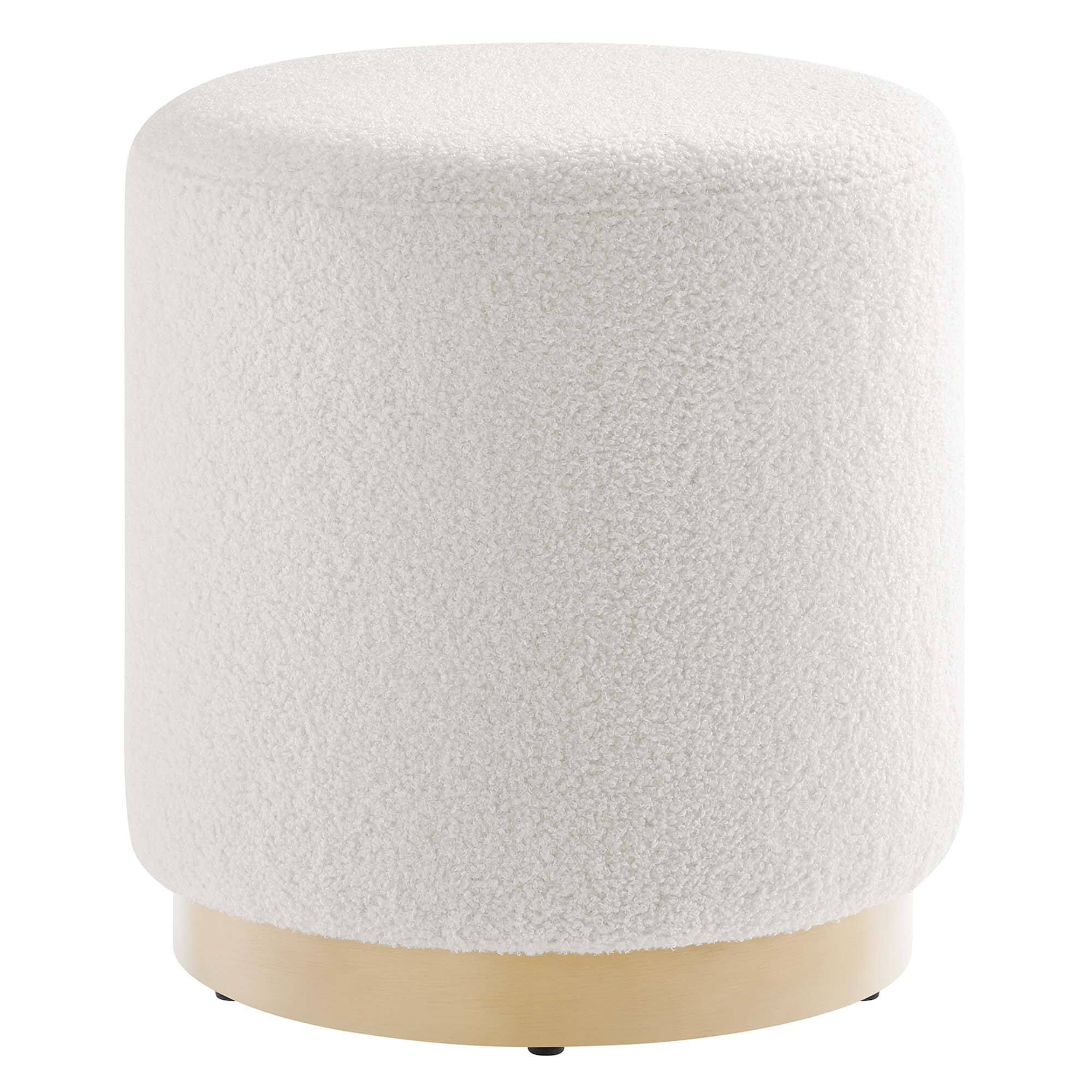 Angle. Modway - Tilden 16" Round Sherpa Upholstered Ottoman by Modway - Ivory Natural.