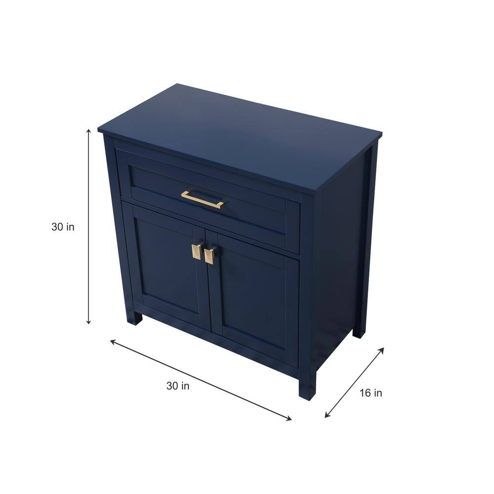 Alt View 1. Elegant Kitchen and Bath - 30 Inch Wide Bathroom Storage Freestanding Cabinet In Blue - Blue.