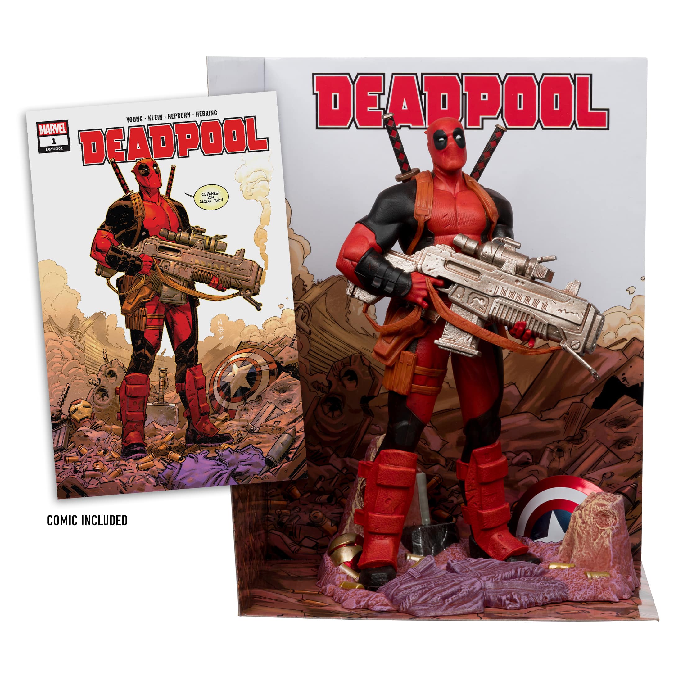 McFarlane Toys - Marvel Deadpool 1:6th Scale Collectible with Scene & Comic (Deadpool #1) 10.7" Figure - Front_Zoom