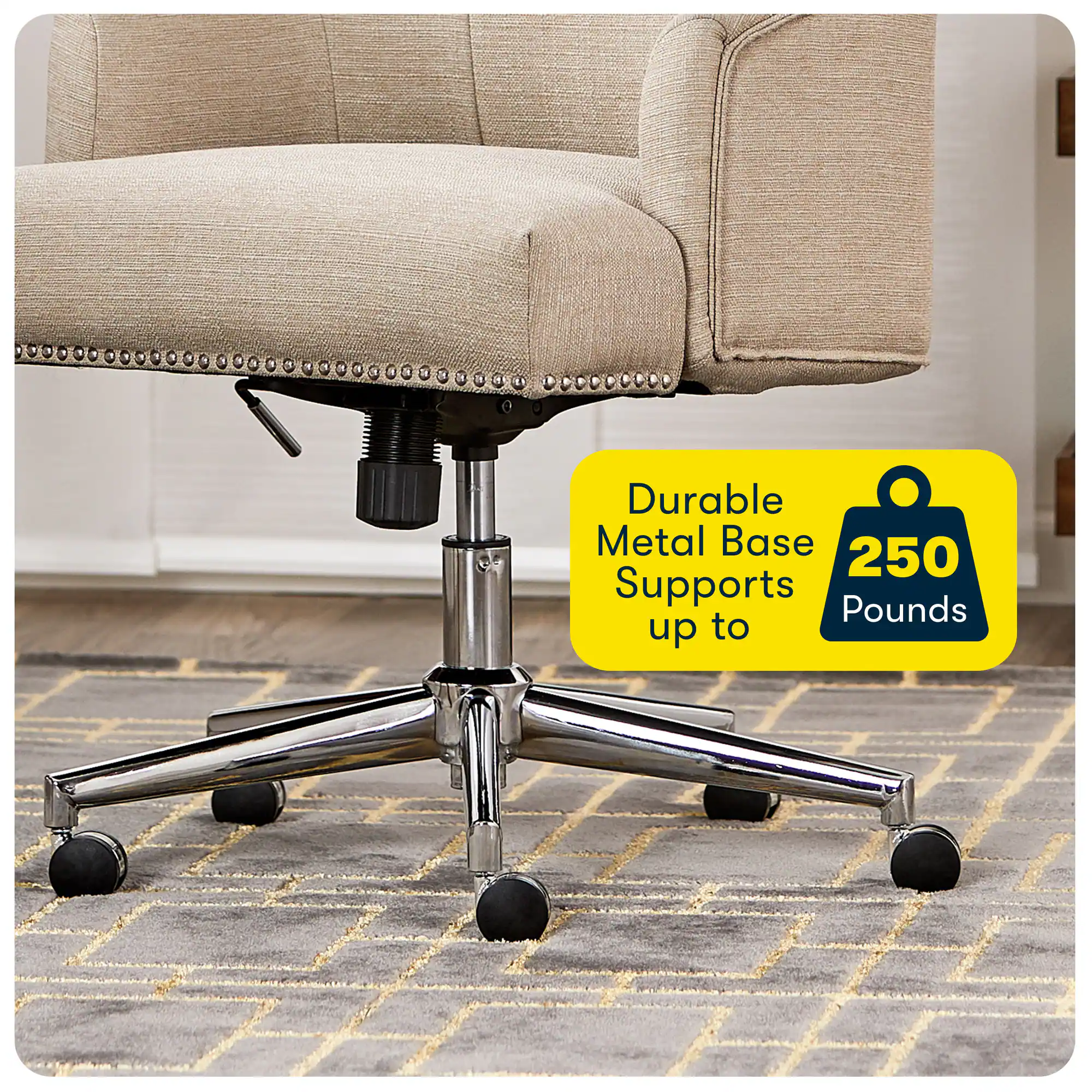 Durable Metal Base Supports up to 250 Pounds
