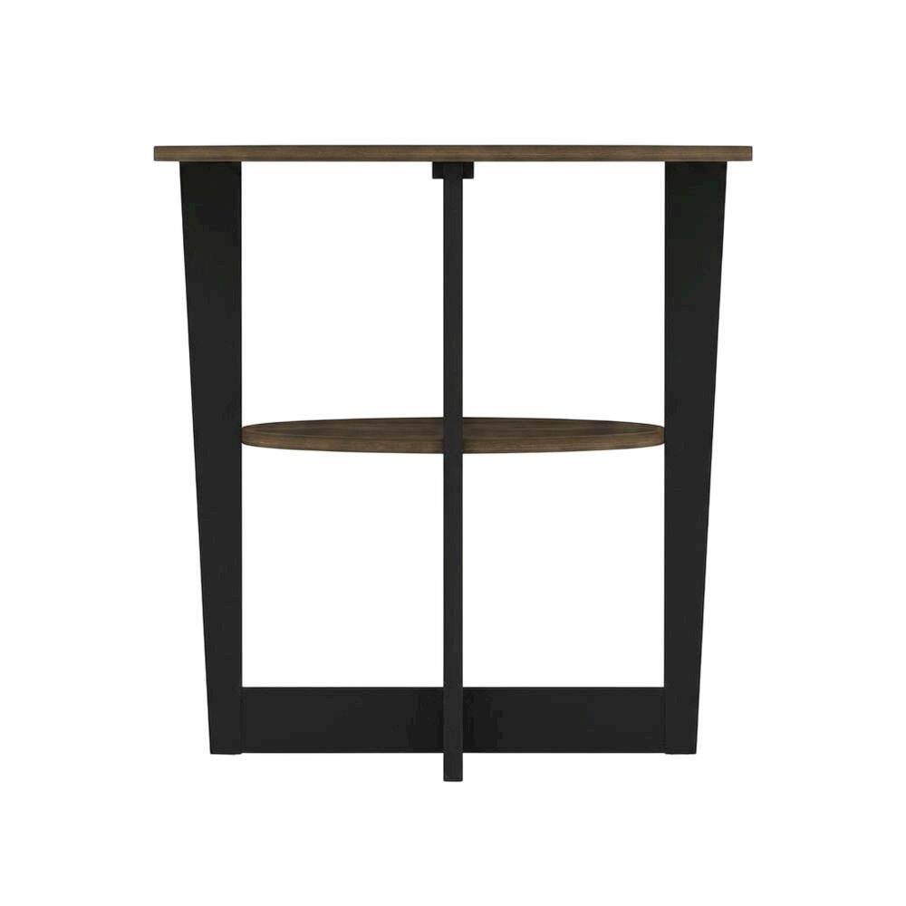 Back. FurniFact - Walnut and Black Oval End Table with Modern Style and Sturdy Frame - Columbia Walnut/Black.