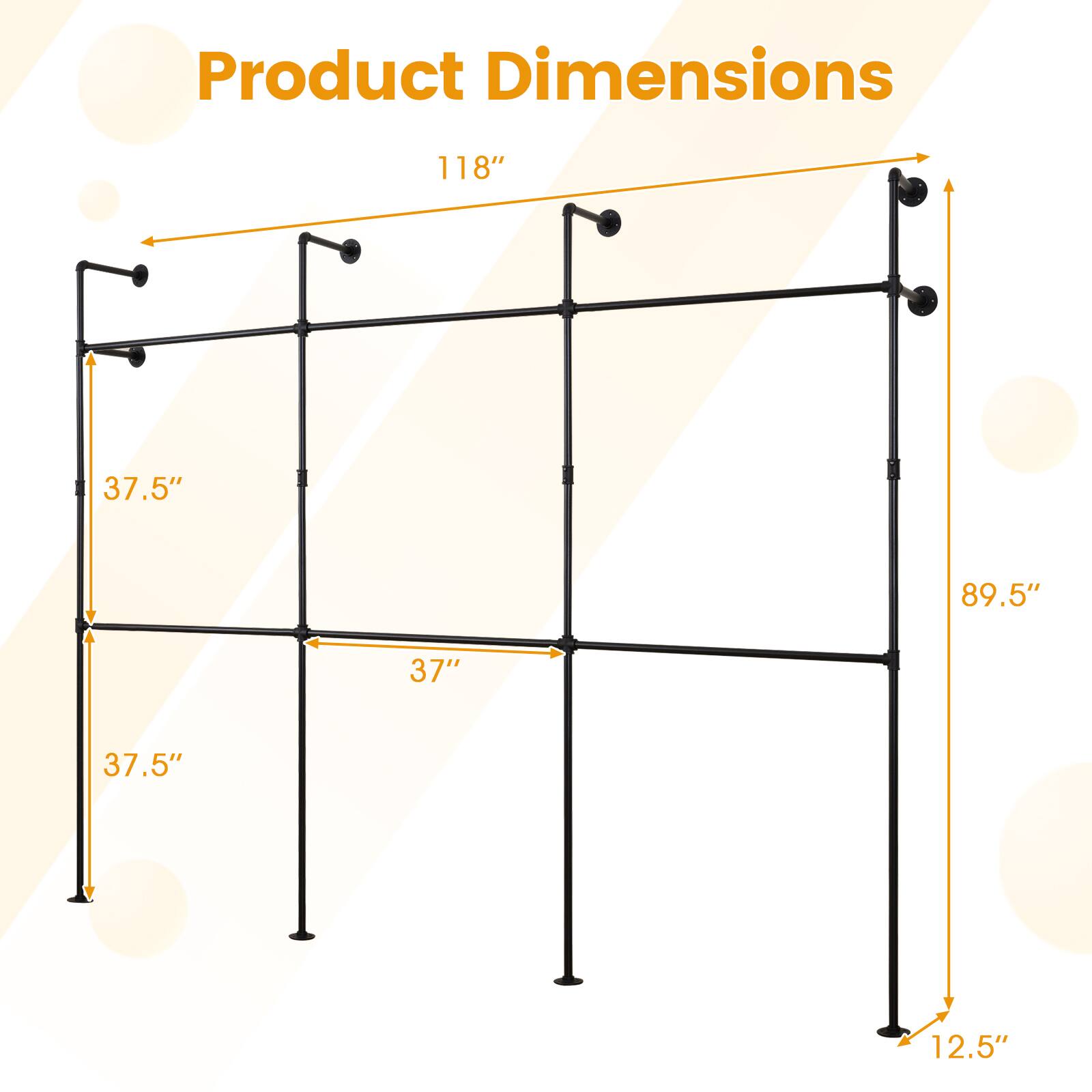 Product Dimensions: 118" x 37.5" x 89.5" x 37" x 37.5" x 12.5"
