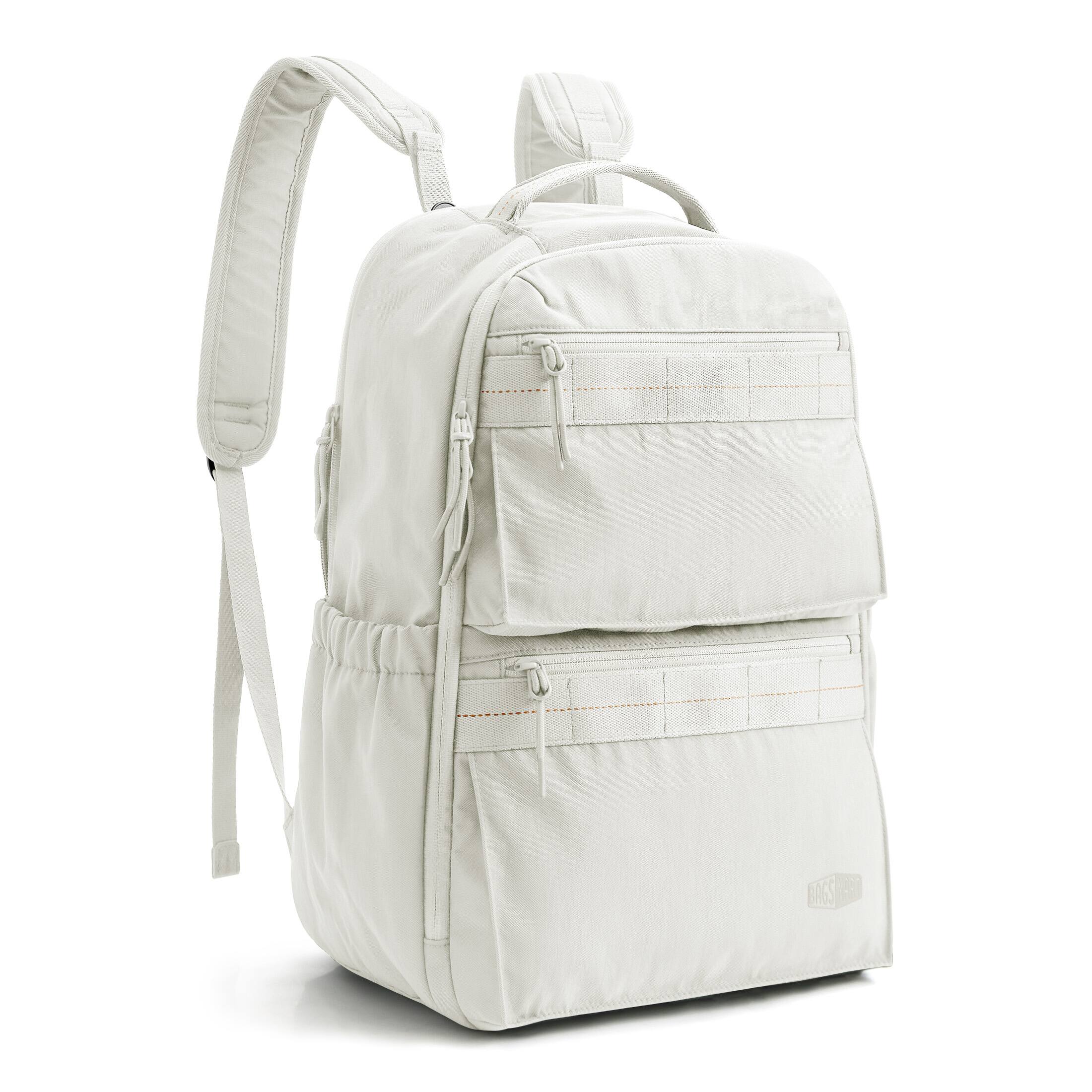 Angle. Bagsmart - Moss 22L Backpack, 180° Full-Opening Work & Commute Daypack with 15.6" Laptop Sleeve for Daily Use - Dew White.