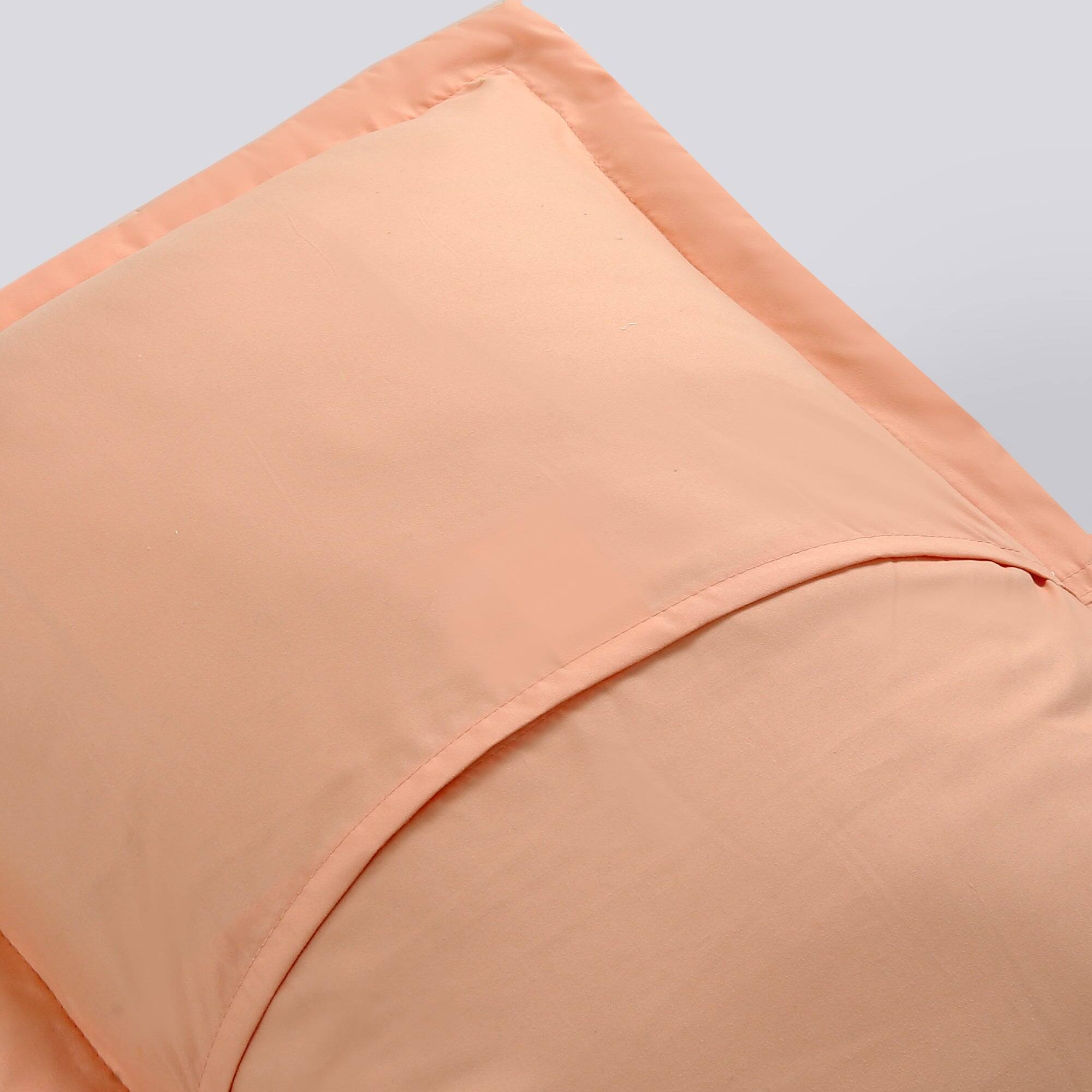 Left. MarCielo - 2-Pack Embroidered Solid Color Pillow Shams Polyester - Peach Fuzz.