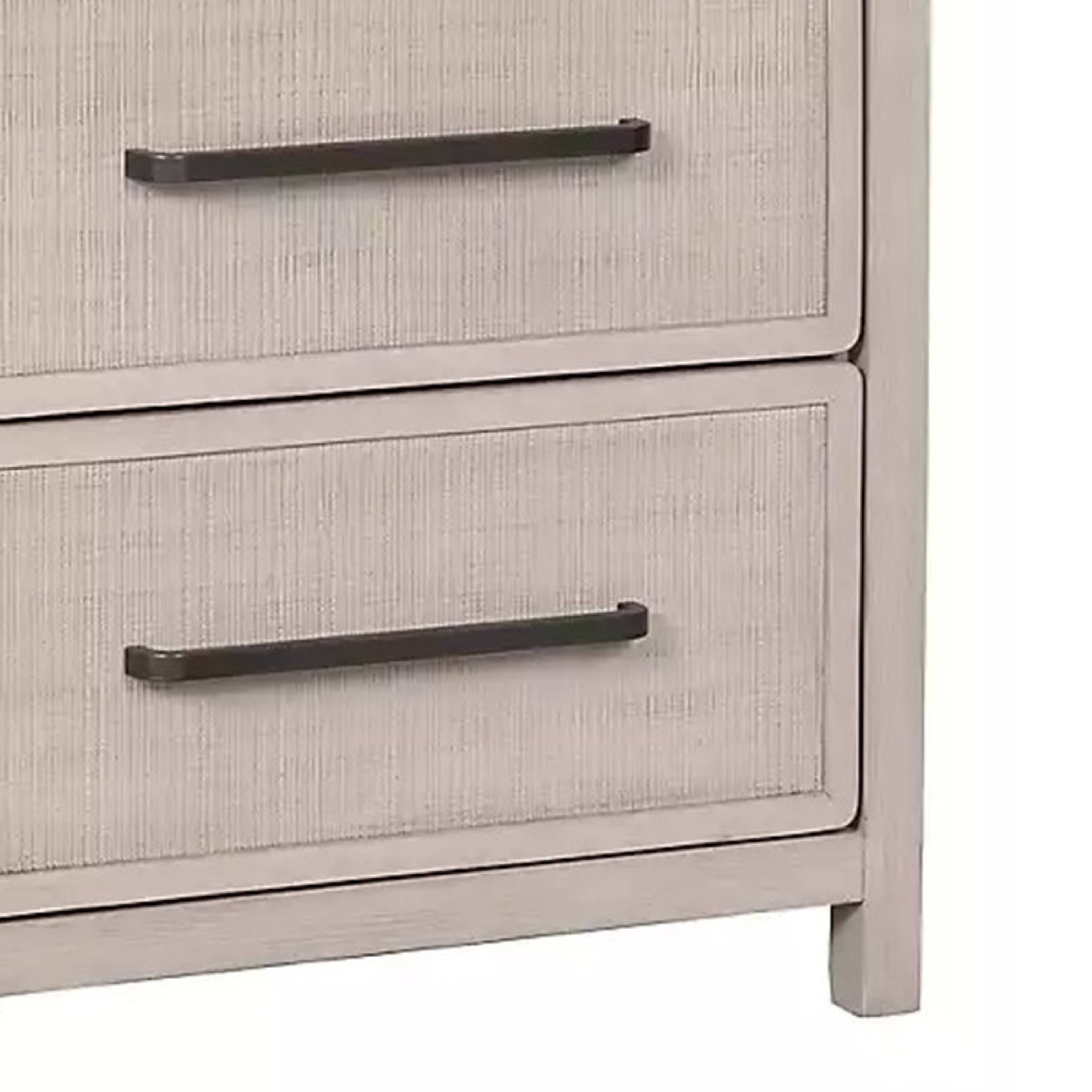 Back. Manhattan Lane - Giva Nightstand, 2 Drawers, USB A-C, Finish, 24 Inch - Natural Oak Beige Brown.