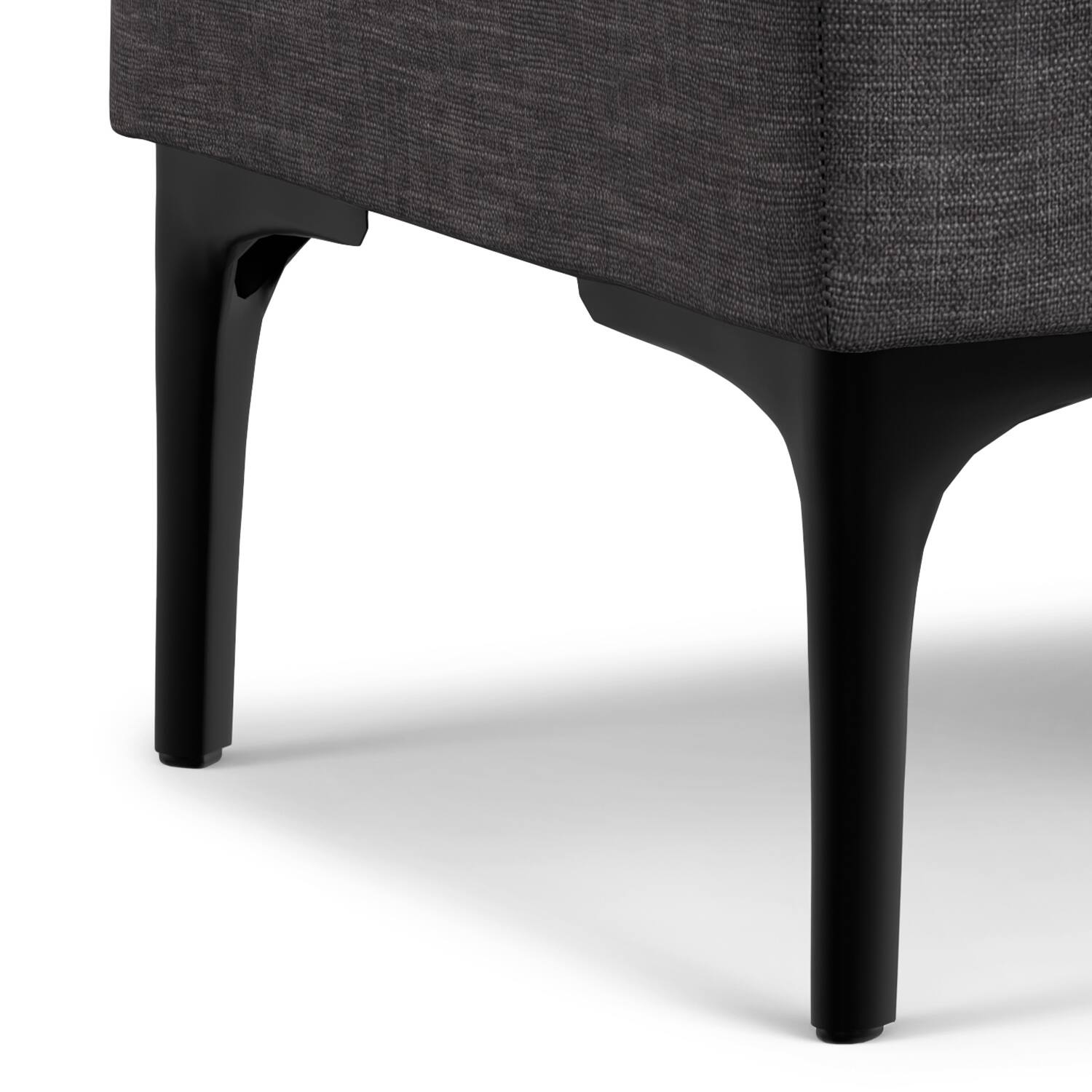 Alt View 6. Simpli Home - Natasha 18 inch Wide Mid Century Square Mid Century Storage Ottoman with Tray in Slate Grey Polyester Linen, Assembled - Slate Grey.