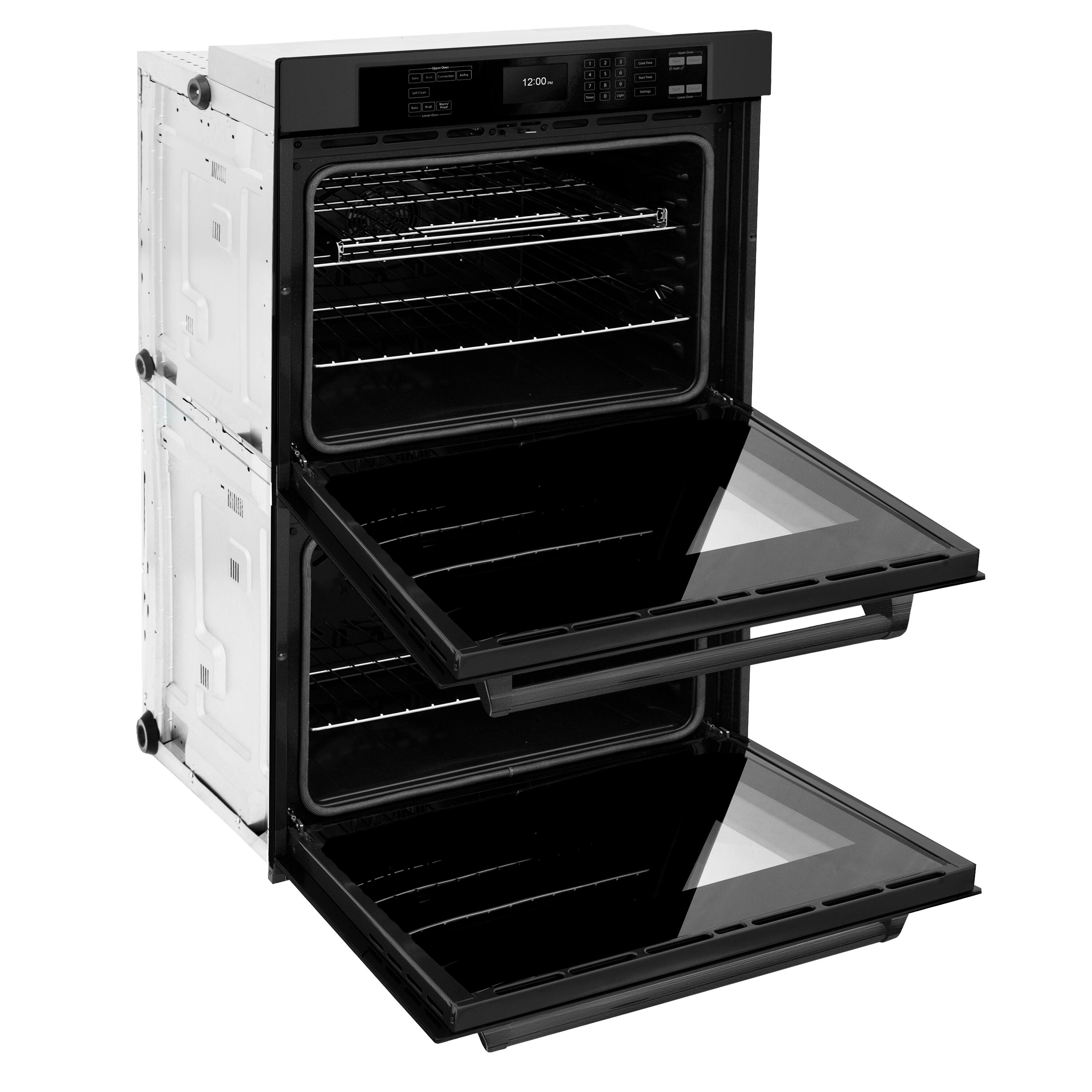 Alt View 1. ZLINE - 30 in. True Convection Double Wall Oven w/ Air Fry and Self Clean in Black Stainless - Black stainless steel.