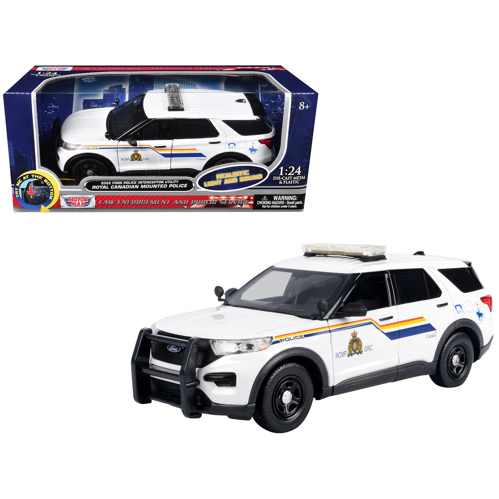 "2022 Ford Police Interceptor Utility White ""RCMP"" with Flashing Lights & Sounds 1/24 Diecast Model Car by Motormax" price history on PriceWatchPro