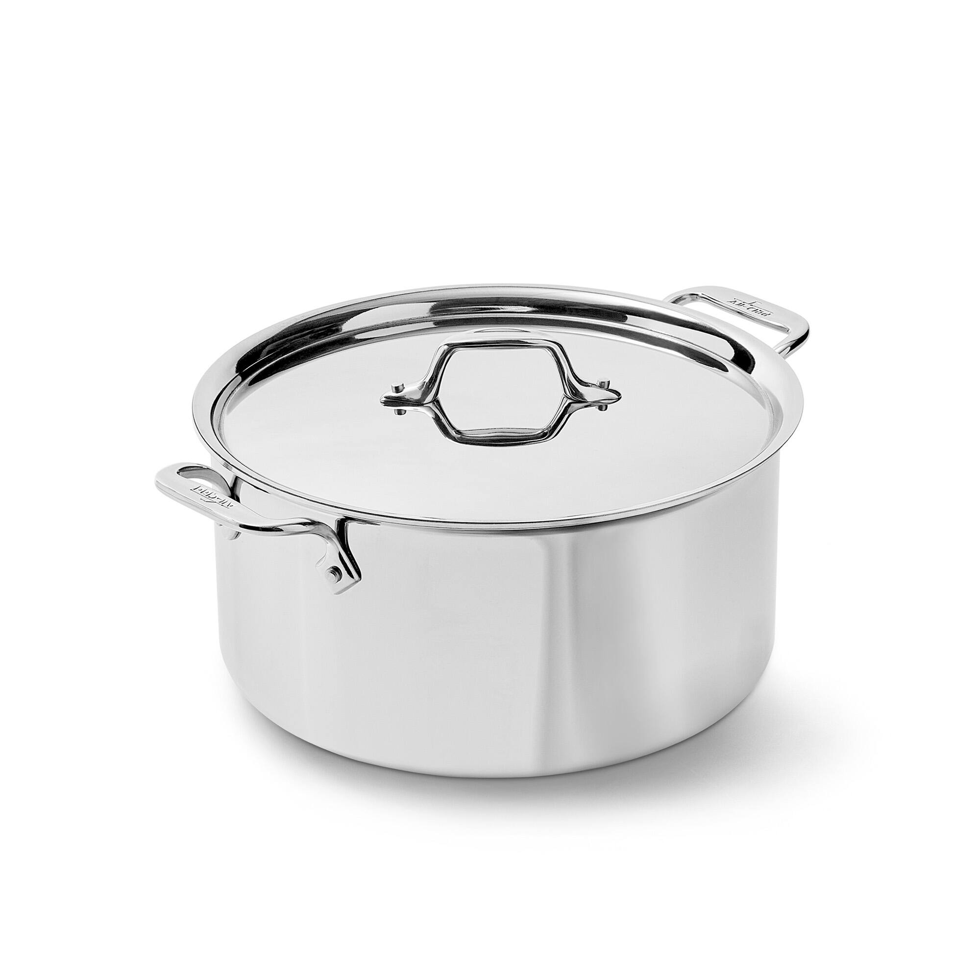 Front. All Clad - All-Clad 8qt Stainless Steel Stockpot, 3-Ply Bonded Cookware, Silver - Silver.