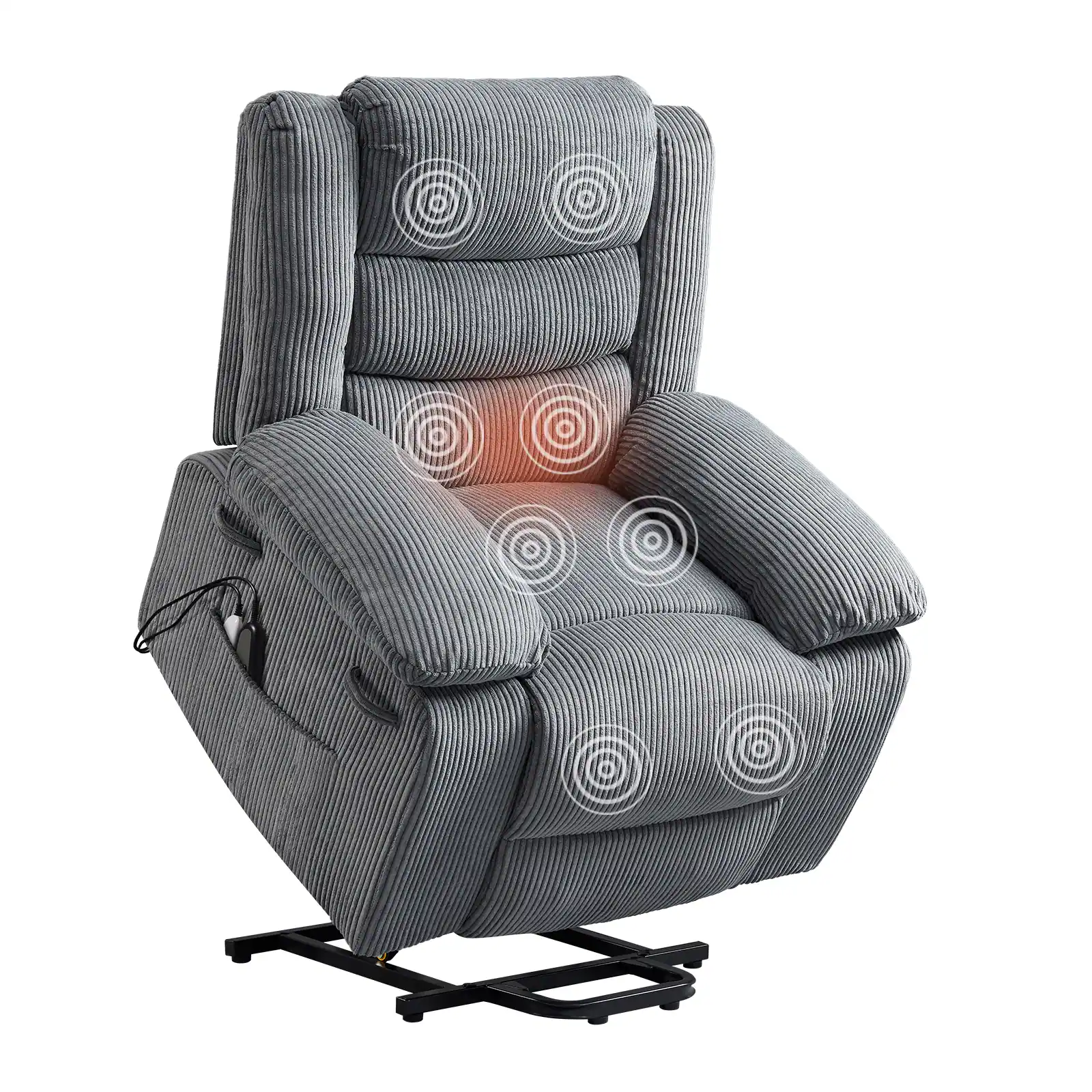 Angle. Bestier - Living Room Bedroom Power Lift Recliner Chair with Massage Modern Reclining Chair - Gray.