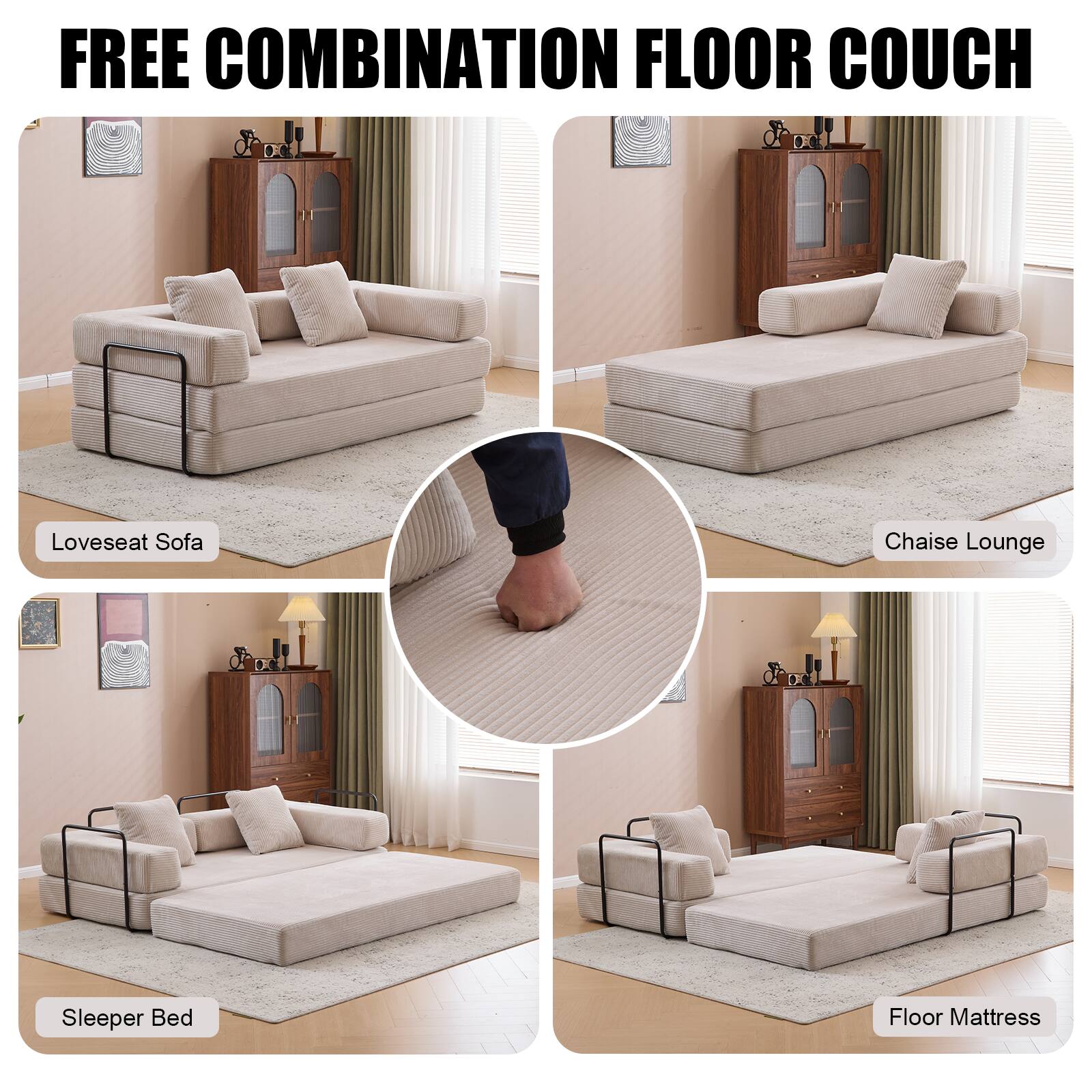 FREE COMBINATION FLOOR COUCH

- Loveseat Sofa
- Chaise Lounge
- Sleeper Bed
- Floor Mattress